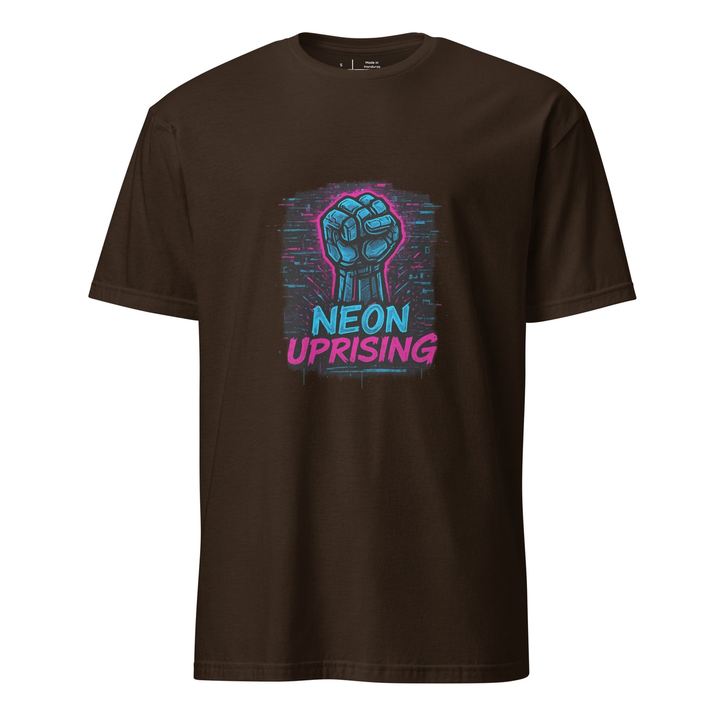 Neon Uprising - Digital Rebellion - Short-Sleeve Unisex T-Shirt - Graphic Tee - Dark Chocolate - Front