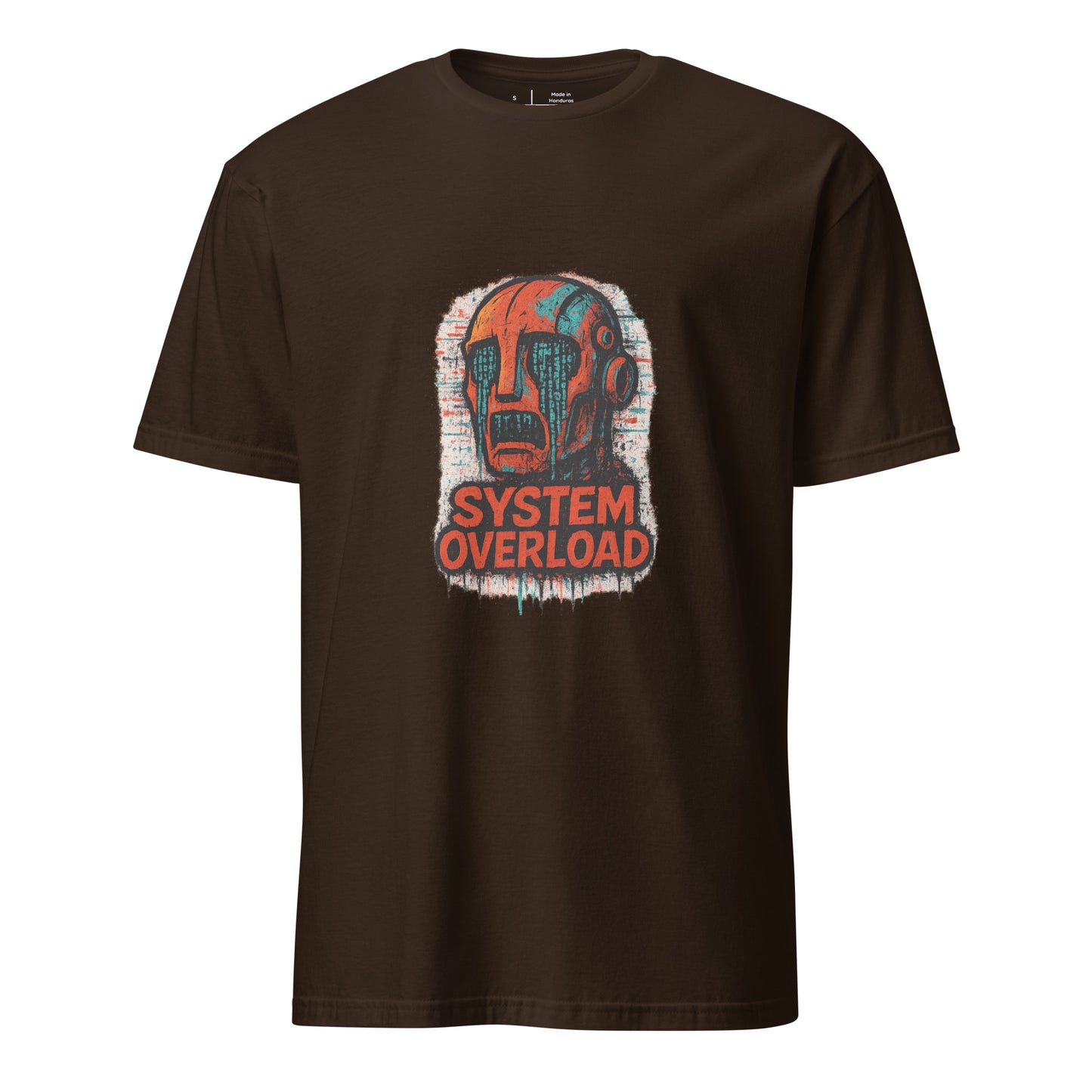 System Overload - Grunge Graffiti - Short-Sleeve Unisex T-Shirt - Graphic Tee - Dark Chocolate - Front