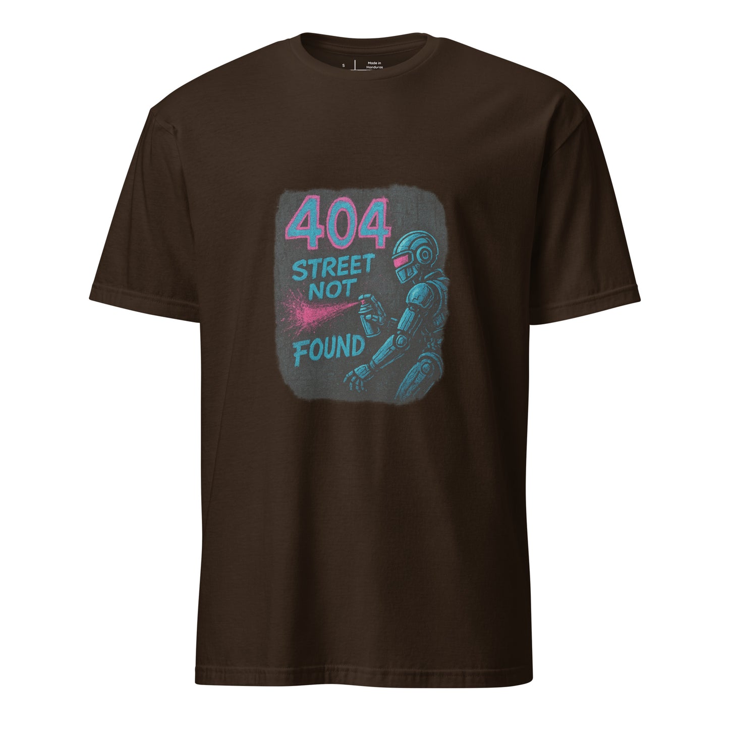 404 Street Not Found - Urban Glitch - Short-Sleeve Unisex T-Shirt - Graphic Tee - Dark Chocolate - Front
