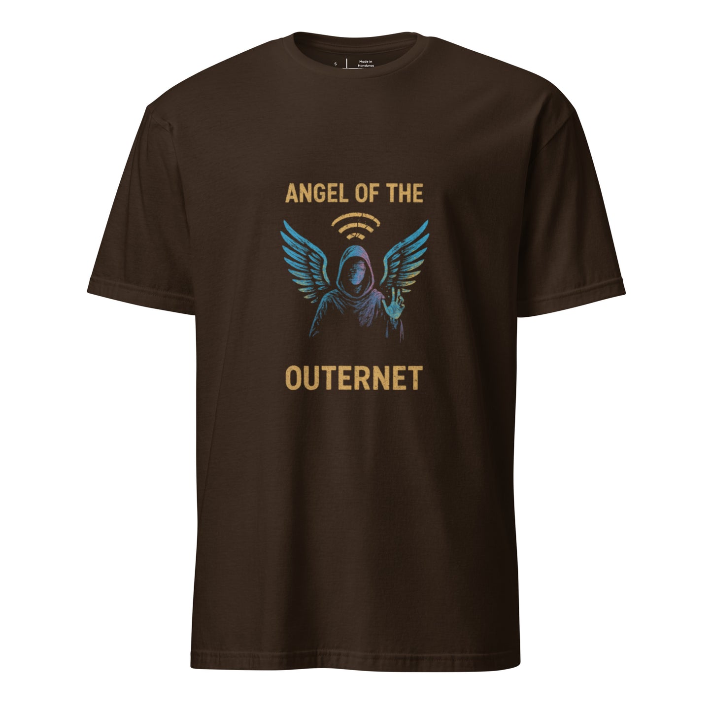 Angel of the Outernet - Winged Hope - Short-Sleeve Unisex T-Shirt - Graphic Tee - Dark Chocolate - Front