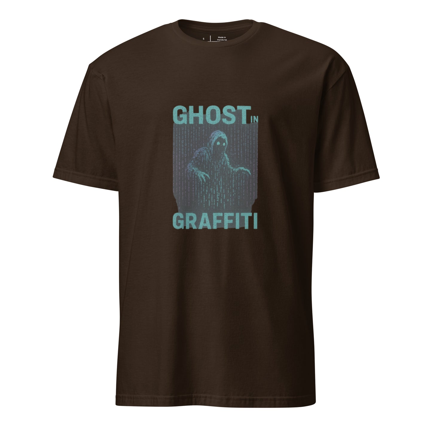 Ghost in the Graffiti - Glitch Apparition - Short-Sleeve Unisex T-Shirt - Graphic Tee - Dark Chocolate - Front
