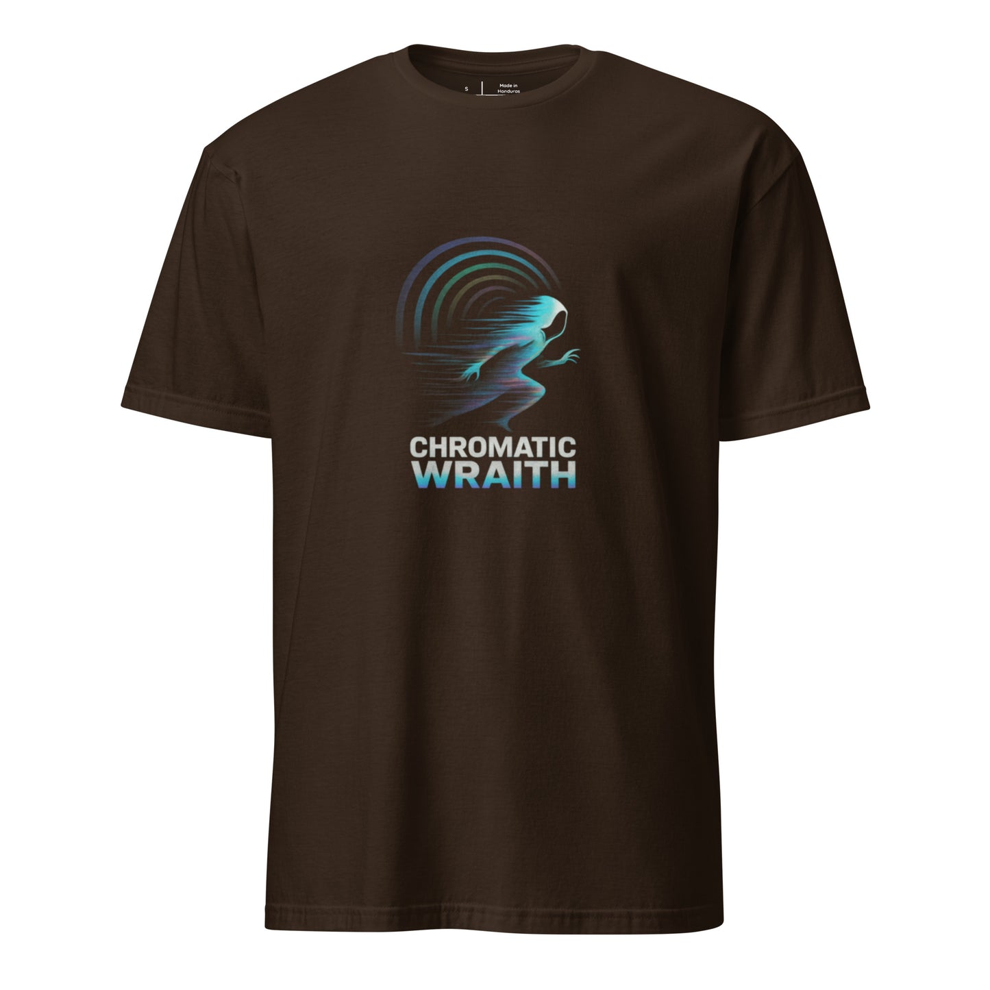 Chromatic Wraith - Spectral Motion - Short-Sleeve Unisex T-Shirt - Graphic Tee - Dark Chocolate - Front
