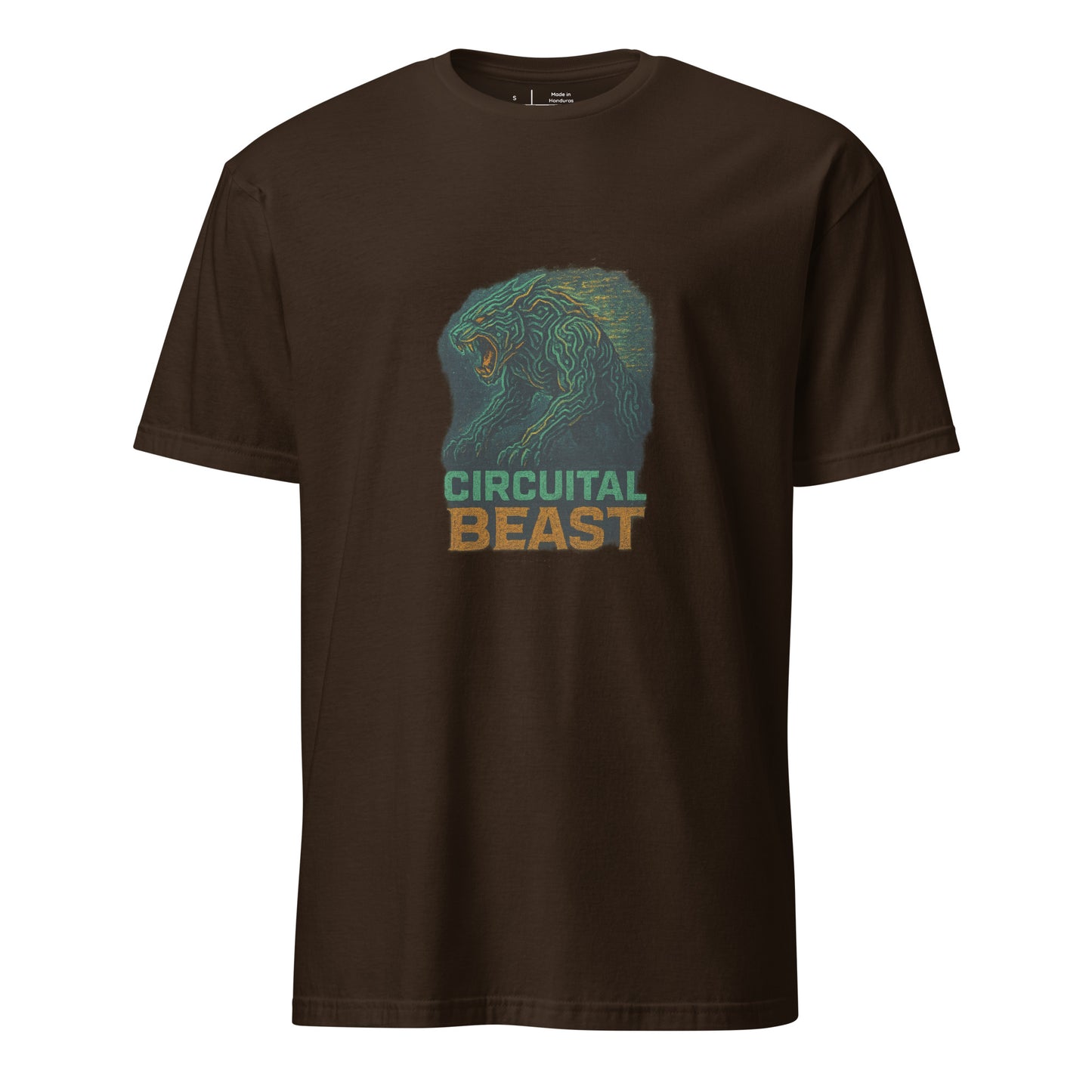 The Circuital Beast - Digital Power - Short-Sleeve Unisex T-Shirt - Graphic Tee - Dark Chocolate - Front