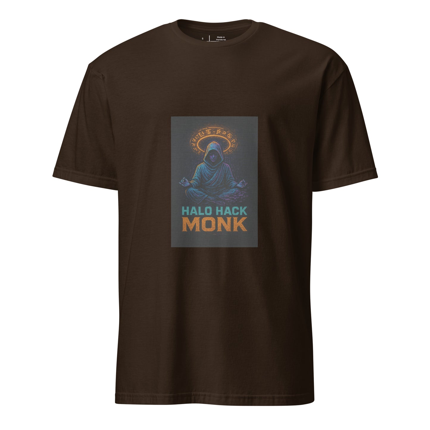 Halo Hack Monk - Digital Calm - Short-Sleeve Unisex T-Shirt - Graphic Tee - Dark Chocolate - Front