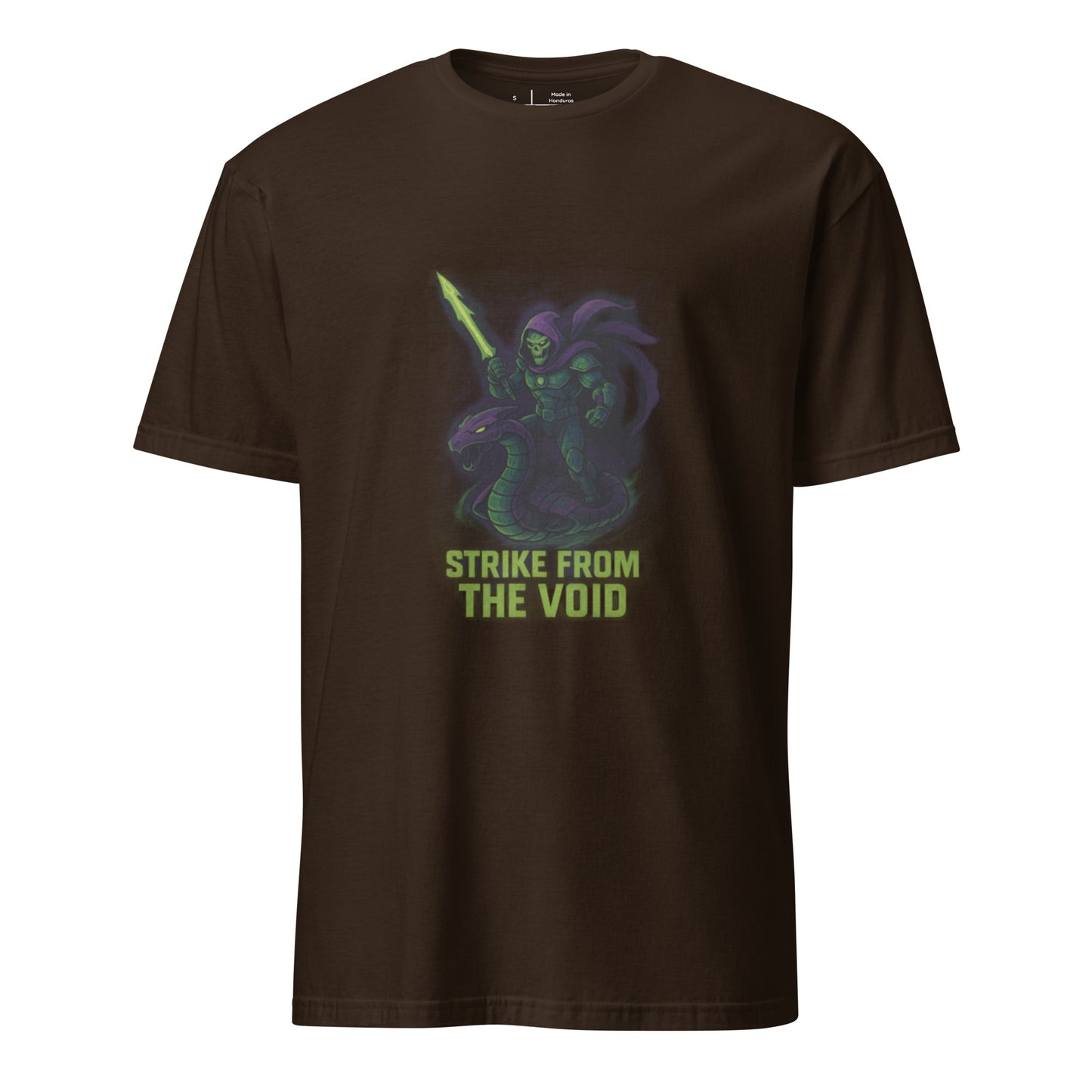 Astro Cobra Dragoon – Void-Serpent Warlord - Short-Sleeve Unisex T-Shirt - Graphic Tee - Dark Chocolate - Front
