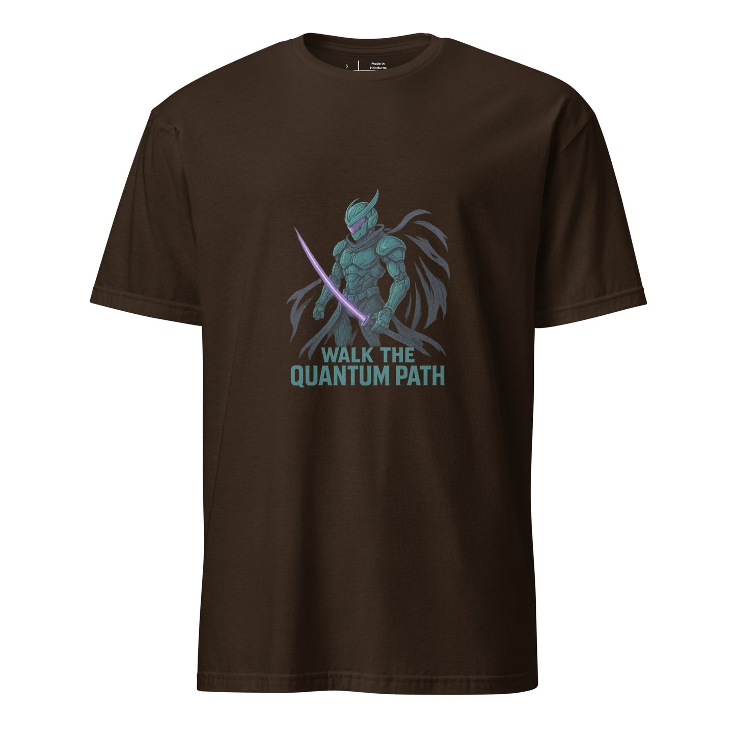 Quantum Ronin Vanguard – “Walk the Quantum Path.” - Short-Sleeve Unisex T-Shirt - Graphic Tee - Dark Chocolate - Front