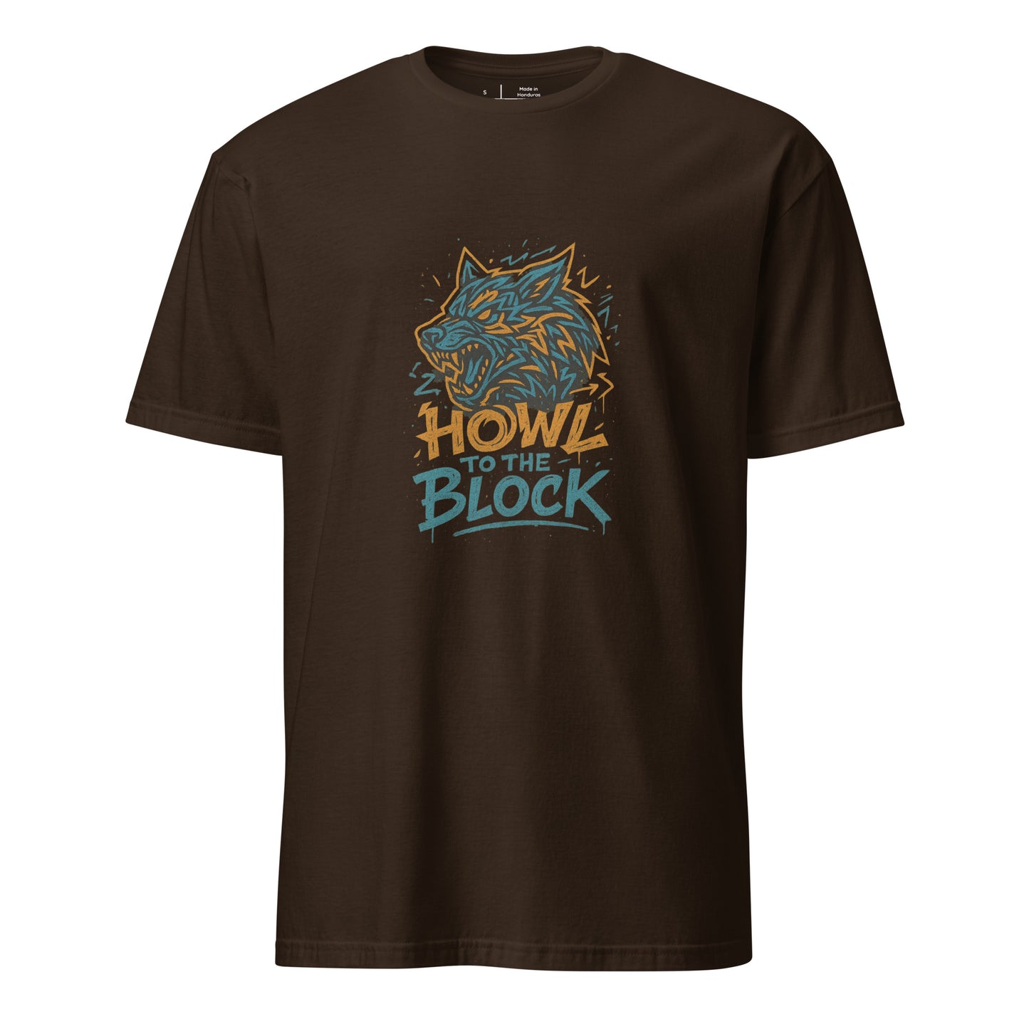 Graffiti Wolf Syndicate – Howl to the Block - Short-Sleeve Unisex T-Shirt - Graphic Tee - Dark Chocolate - Front