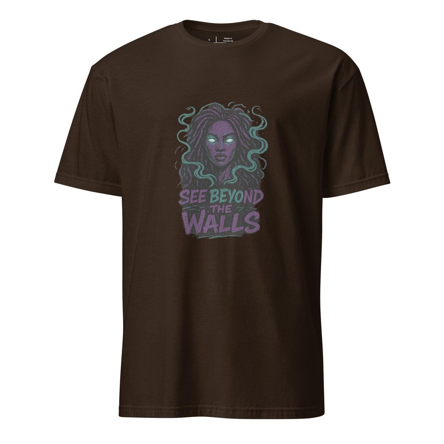 Alleyway Oracle – See Beyond the Walls - Short-Sleeve Unisex T-Shirt - Graphic Tee - Dark Chocolate - Front