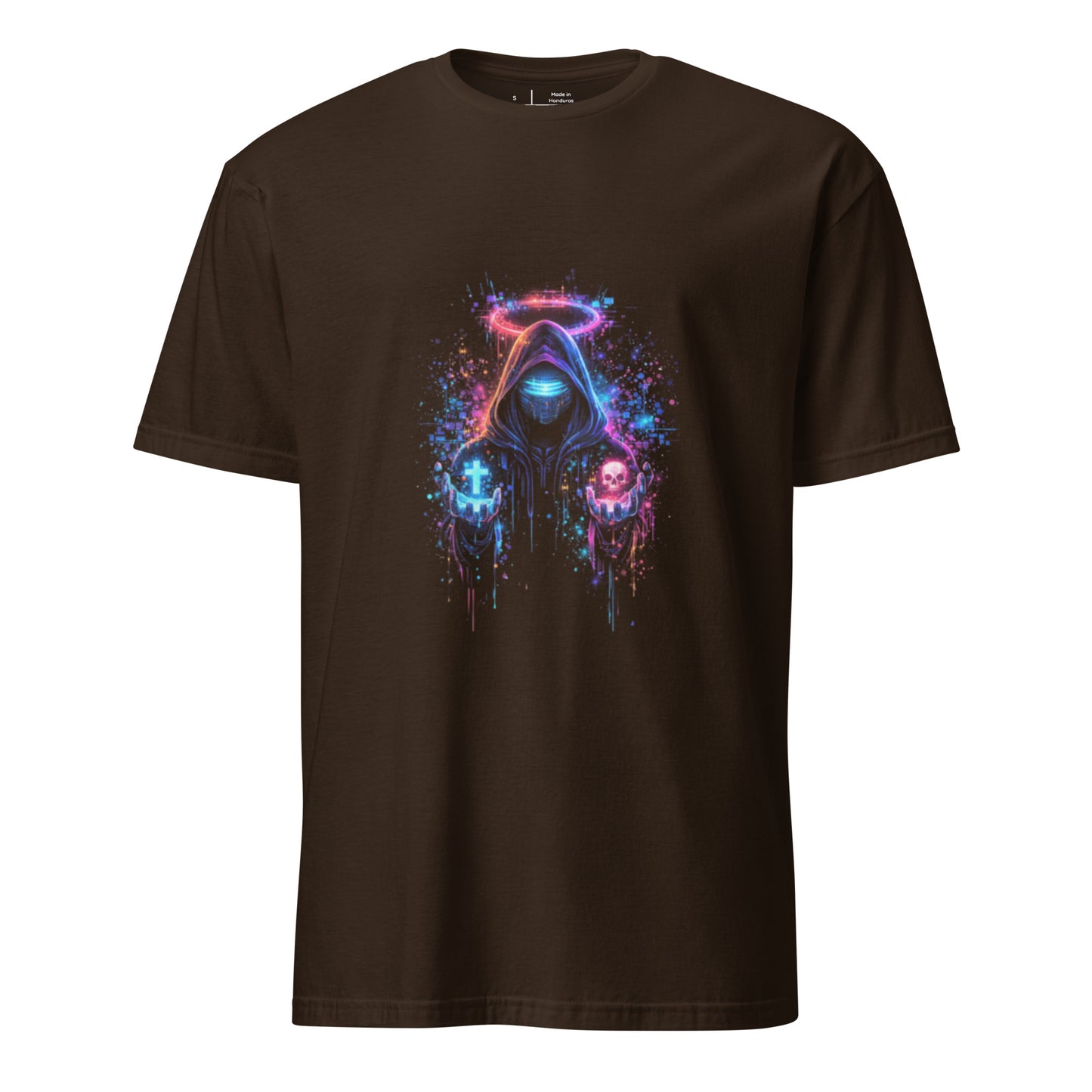 Cyber Saint - Street Relic - Short-Sleeve Unisex T-Shirt - Graphic Tee - Dark Chocolate - Front