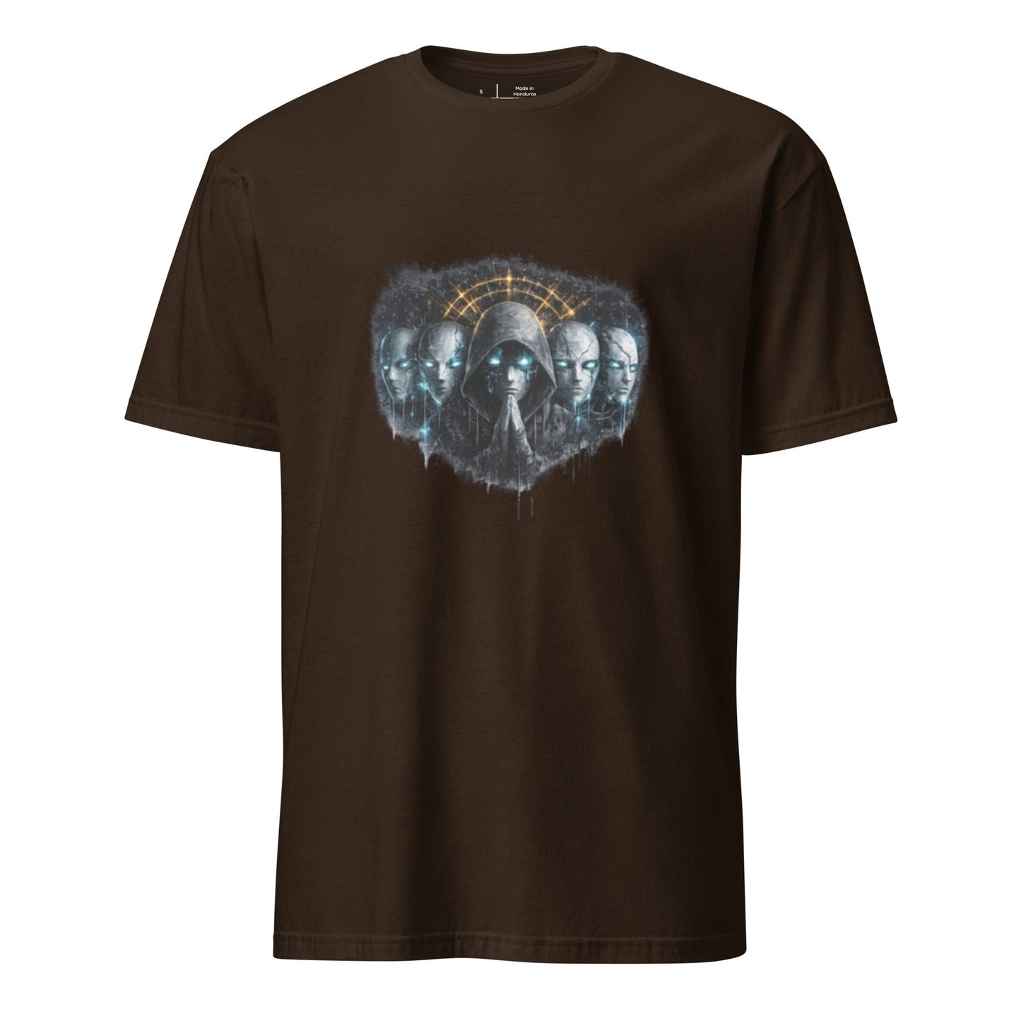 Digital Mask Society – Identity & Anonymity - Short-Sleeve Unisex T-Shirt - Graphic Tee - Dark Chocolate - Front