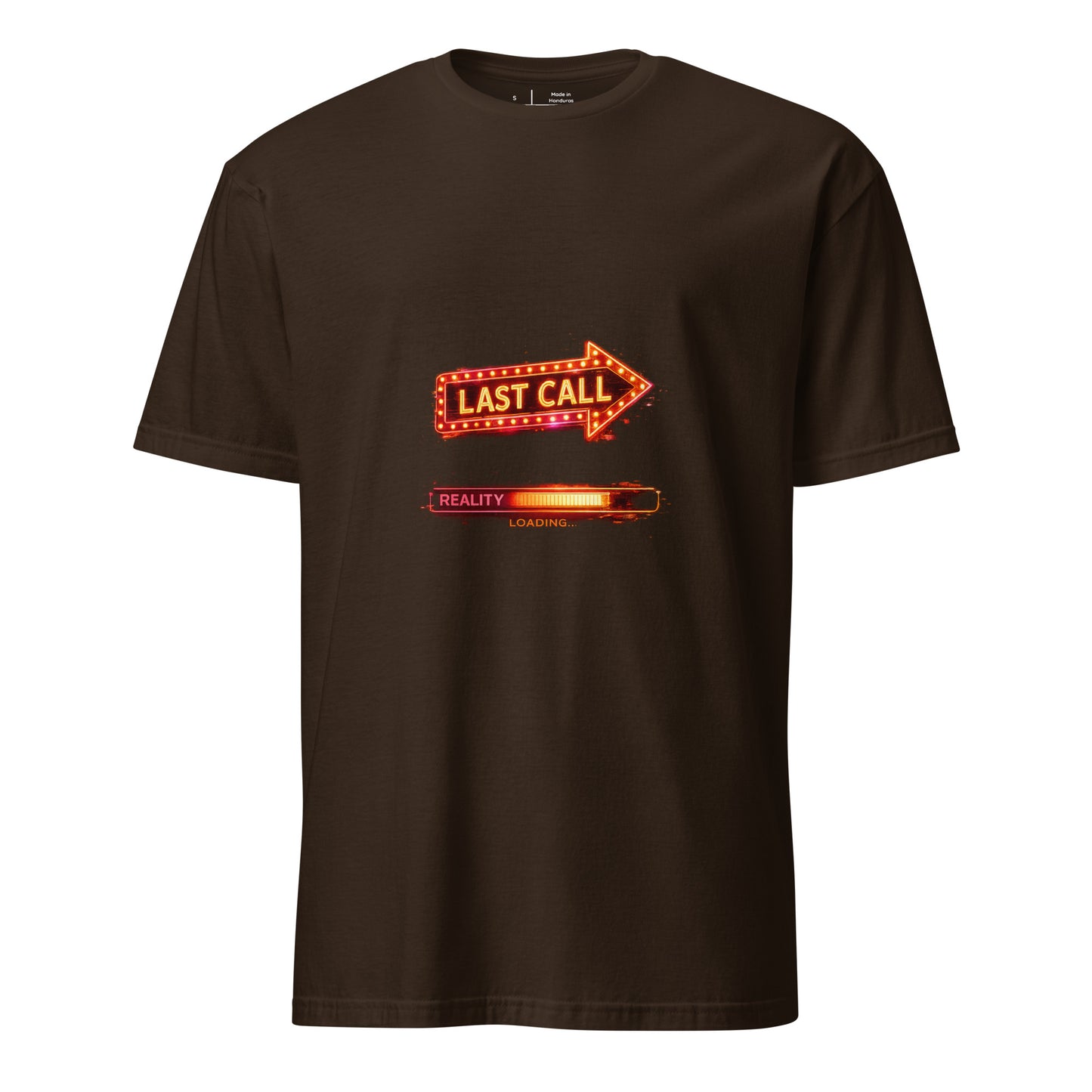 Last Call For Reality – Cyber Nightlife - Short-Sleeve Unisex T-Shirt - Graphic tee - Dark Chocolate - Front