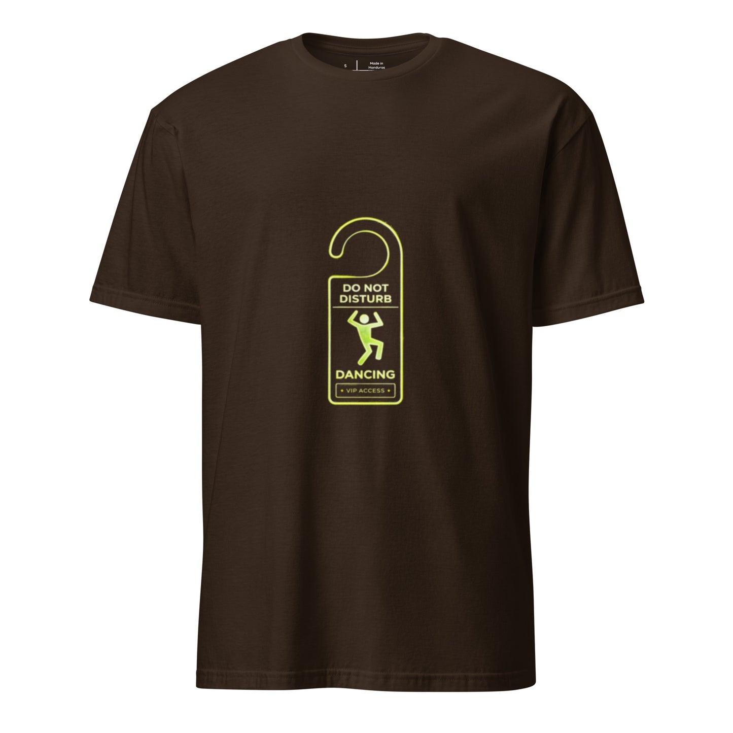 Do Not Disturb: Dancing – Minimal Rave - Short-Sleeve Unisex T-Shirt - Graphic Tee - Dark Chocolate - Front