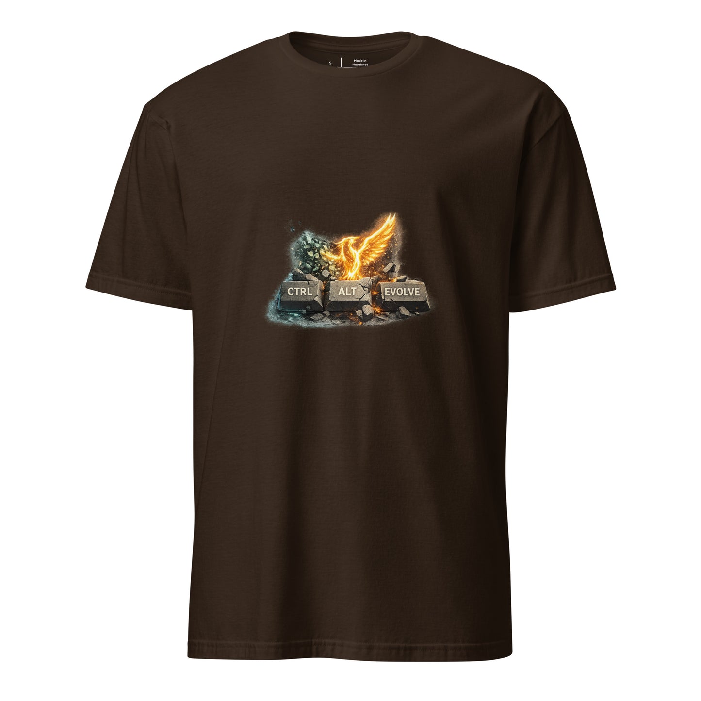 Ctrl + Alt + Evolve – Rebirth Mindset - Short-Sleeve Unisex T-Shirt - Graphic Tee - Dark Chocolate - Front
