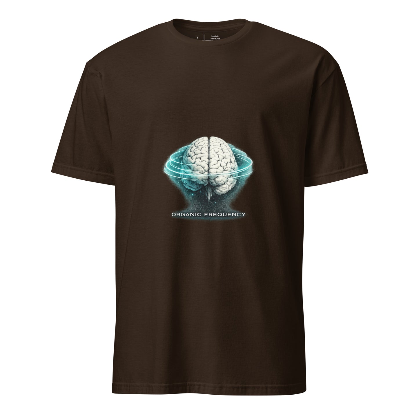 Organic Frequency – Human Signal - Short-Sleeve Unisex T-Shirt - Graphic Tee - Dark Chocolate - Front