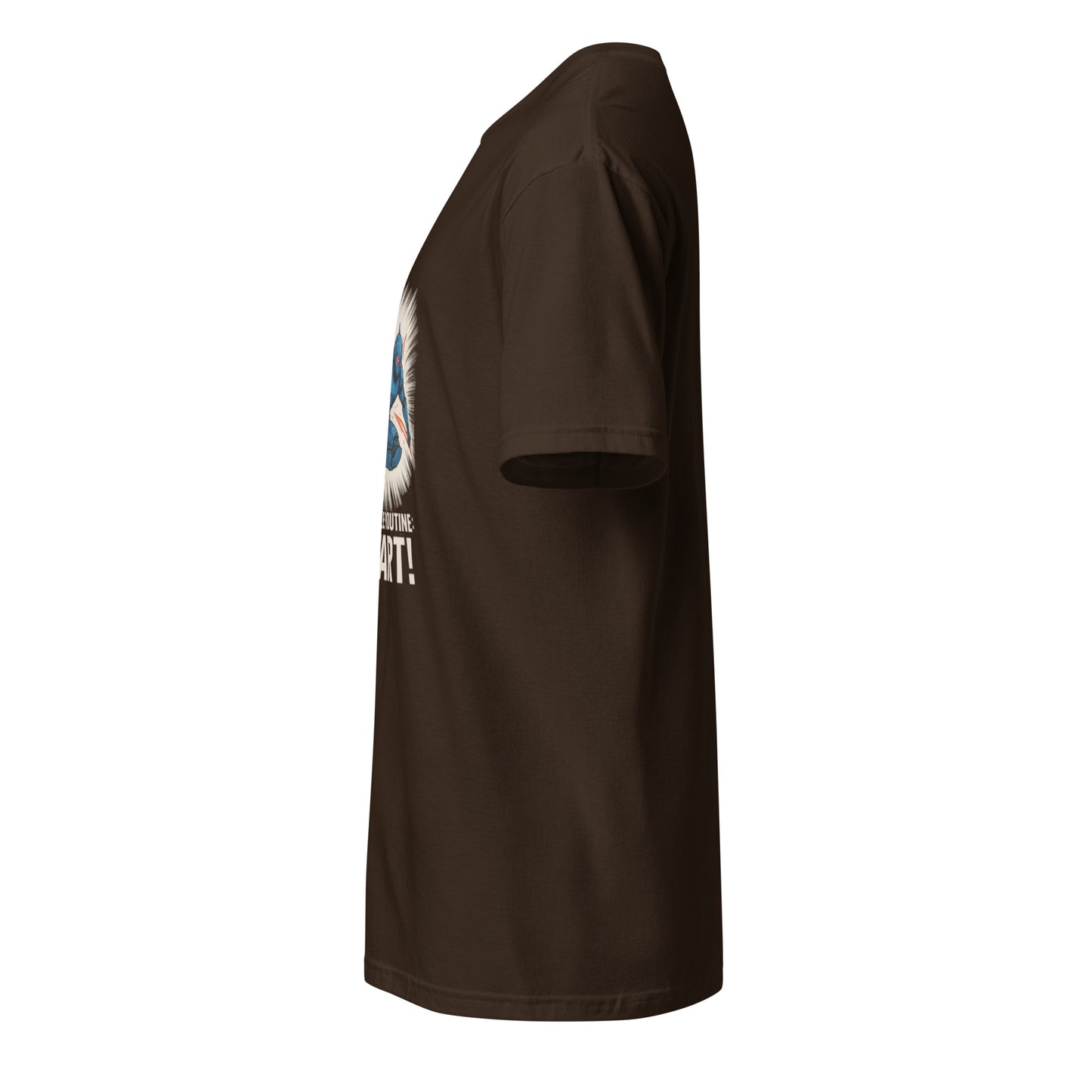 Battle Routine: Start! – Manga Mecha - Short-Sleeve Unisex T-Shirt - Graphic Tee - Dark Chocolate - Left side