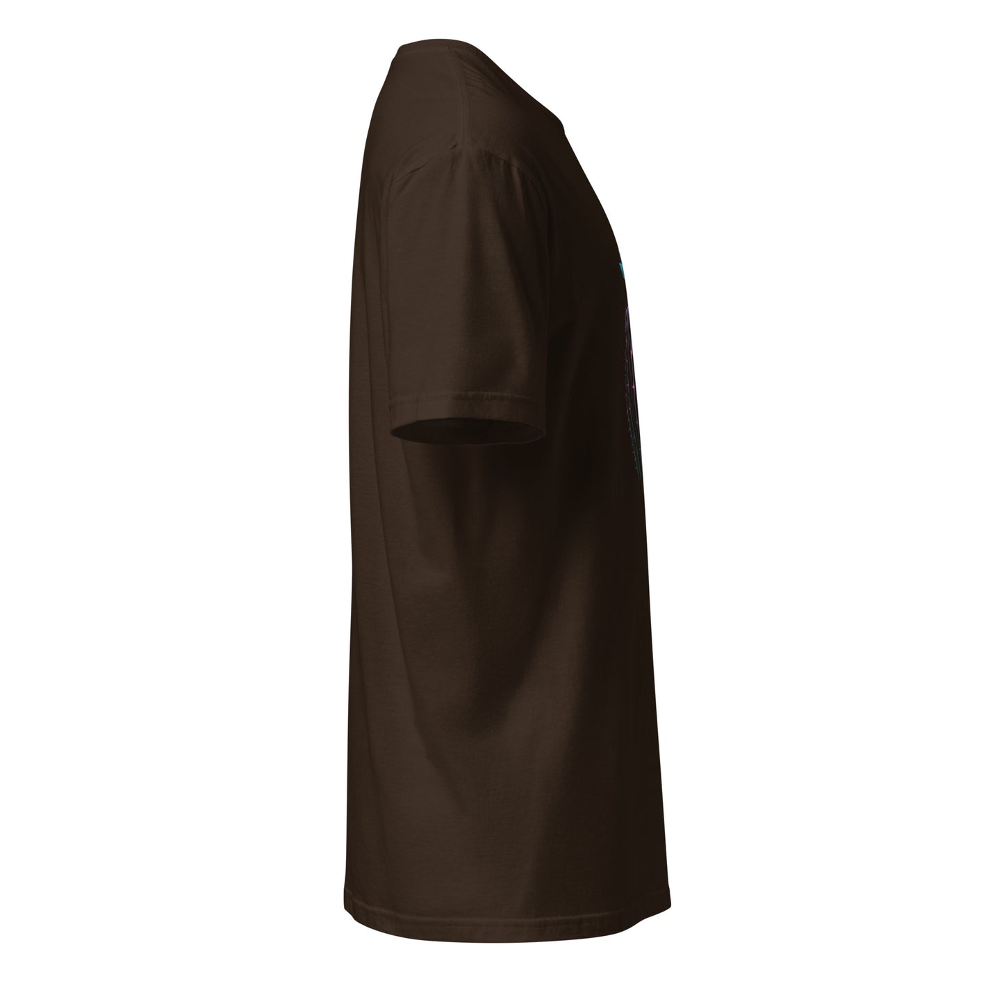 Futuristic Cactus – Neon Bloom - Short-Sleeve Unisex T-Shirt - Graphic Tee - Dark Chocolate - Right side