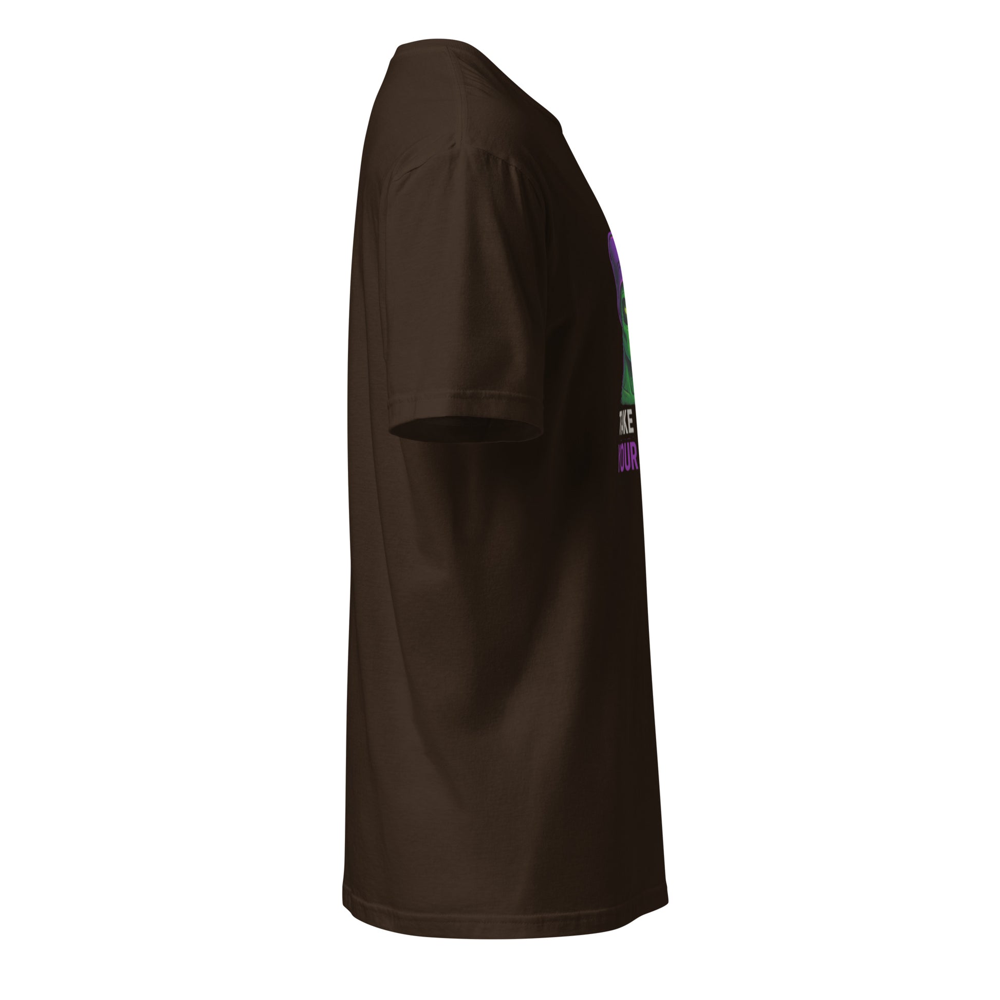 Take Me to Your Dealer – Alien Streetwear - Short-Sleeve Unisex T-Shirt - Graphic Tee - Dark Chocolate - Right side