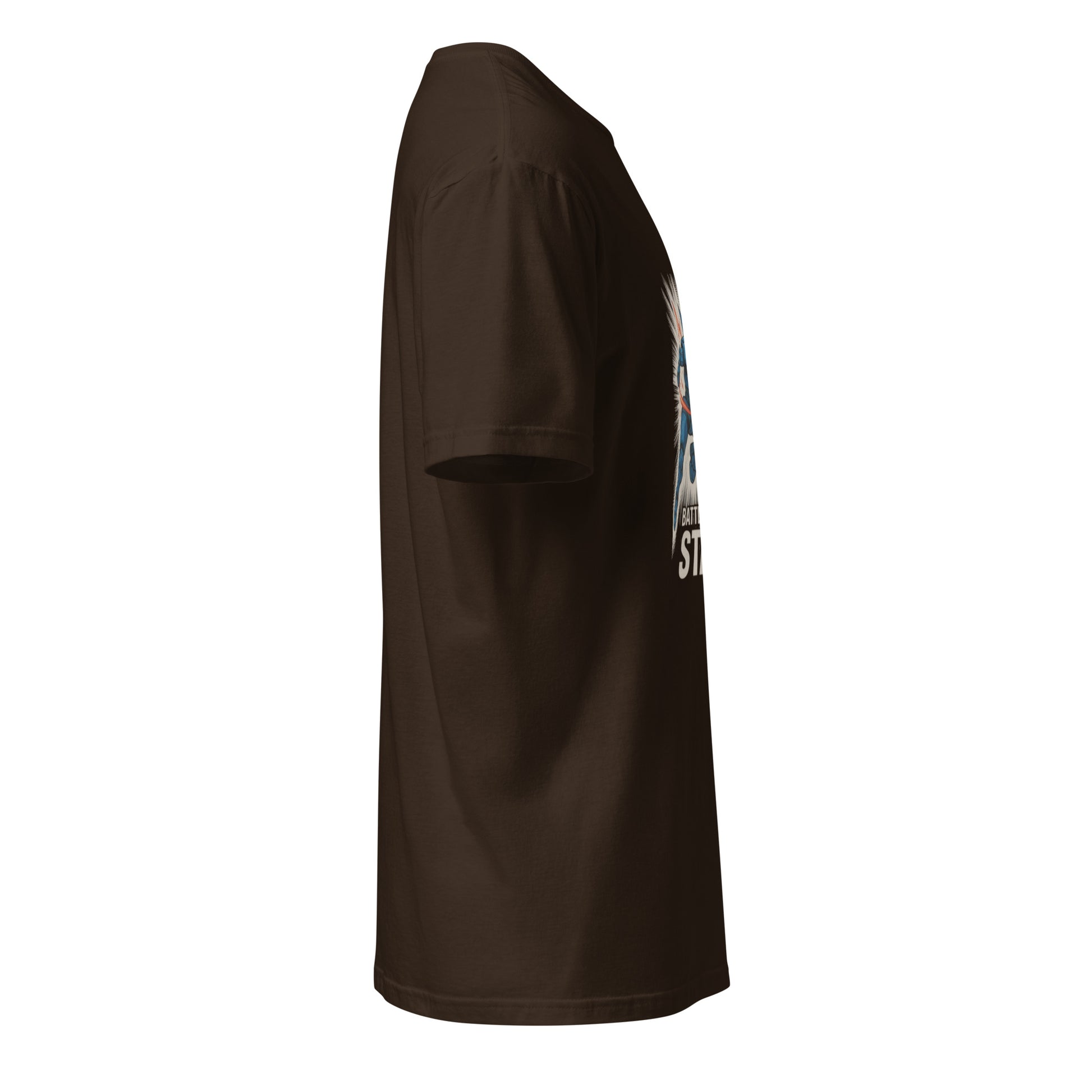 Battle Routine: Start! – Manga Mecha - Short-Sleeve Unisex T-Shirt - Graphic Tee - Dark Chocolate - Right side