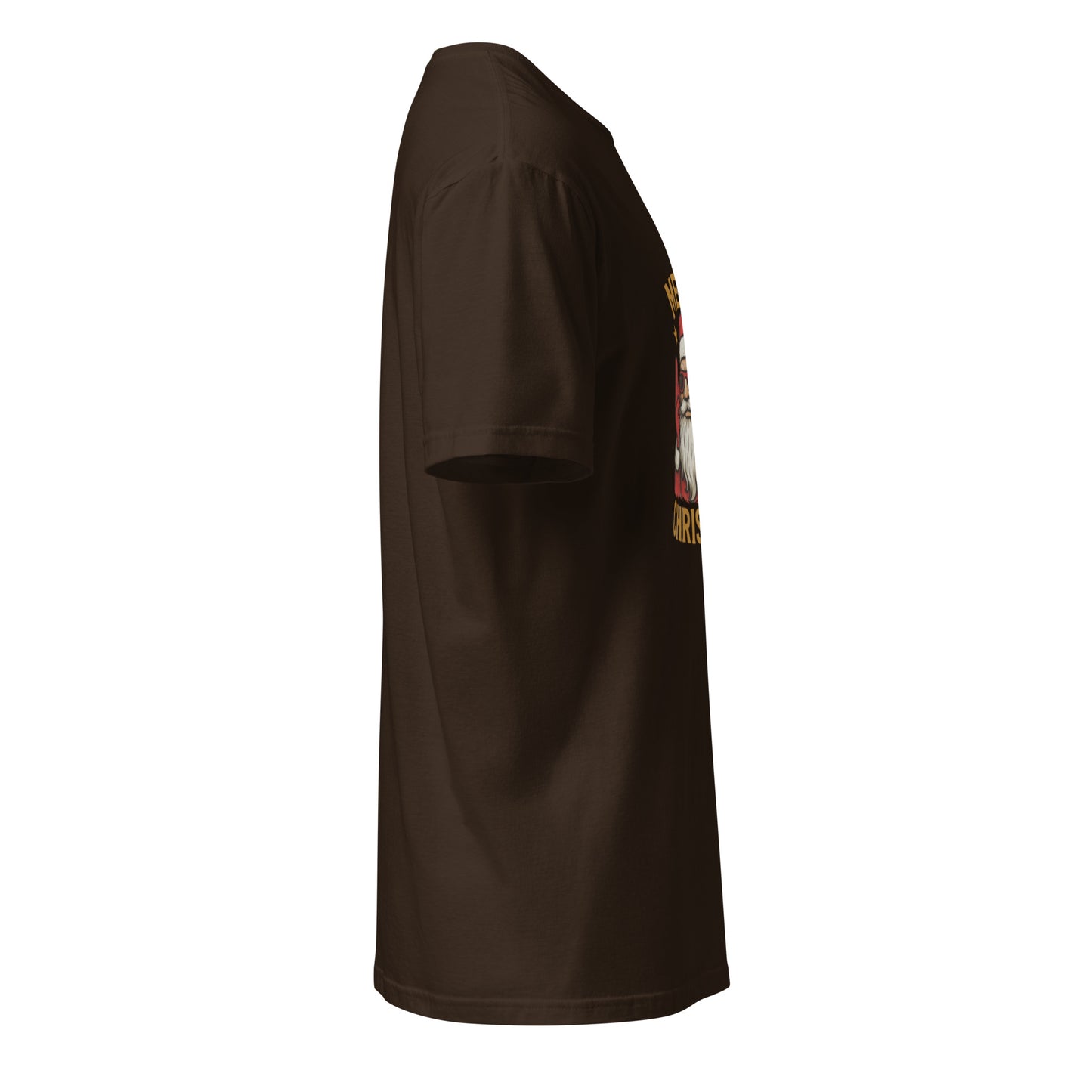 Merry Christmas - Rockstar Santa - Short-Sleeve Unisex T-Shirt Graphic Tee - Dark Chocolate - Right side