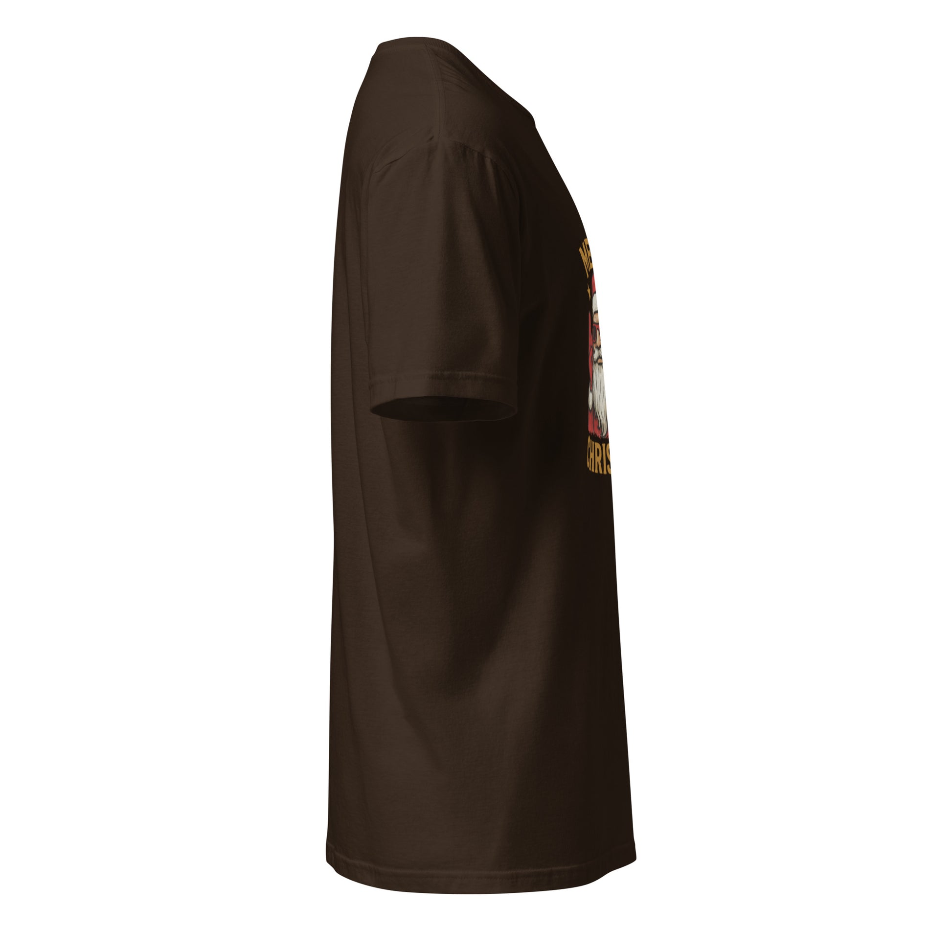 Merry Christmas - Rockstar Santa - Short-Sleeve Unisex T-Shirt Graphic Tee - Dark Chocolate - Right side