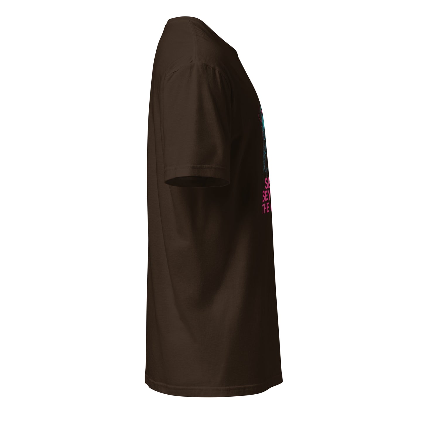 The Circuit Prophetess - Neon Mysticism - Short-Sleeve Unisex T-Shirt - Graphic Tee - Dark Chocolate - Right side