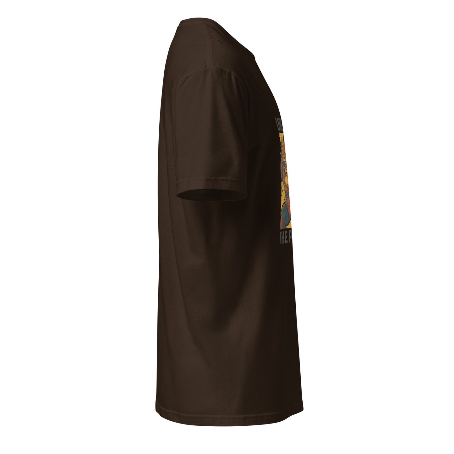 Thunder Primal Overdrive – Tech-Totem Fusion Warrior - Short-Sleeve Unisex T-Shirt - Graphic Tee - Dark Chocolate - Right side