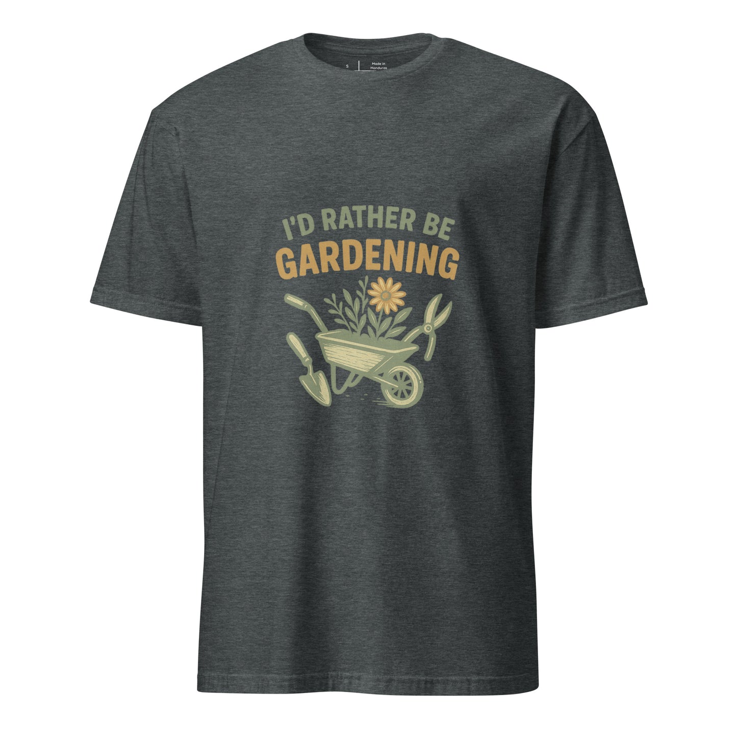 Rather Be Gardening - Plant Enthusiasts - Short-Sleeve Unisex T-Shirt - Graphic Tee - Dark Heather - Front