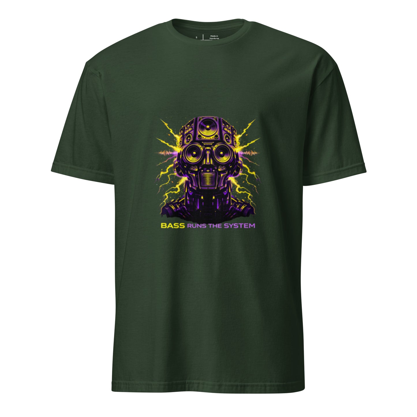 Bass Runs The System – Rave Festival Streetwear - Short-Sleeve Unisex T-Shirt - Graphic Tee - Forest Green - Front