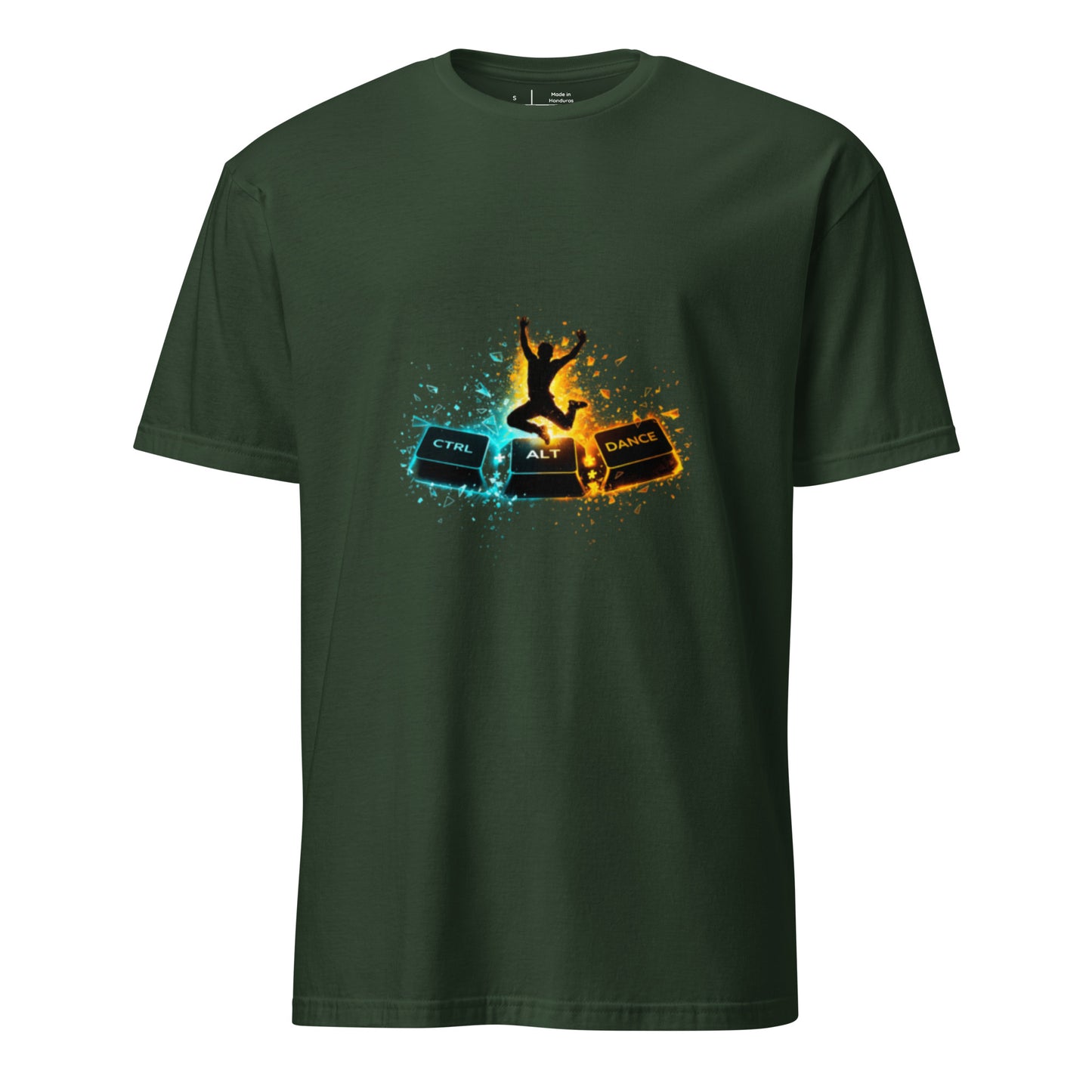 Ctrl + Alt + Dance – Tech Rave Streetwear - Short-Sleeve Unisex T-Shirt - Graphic Tee - Forest Green - Front