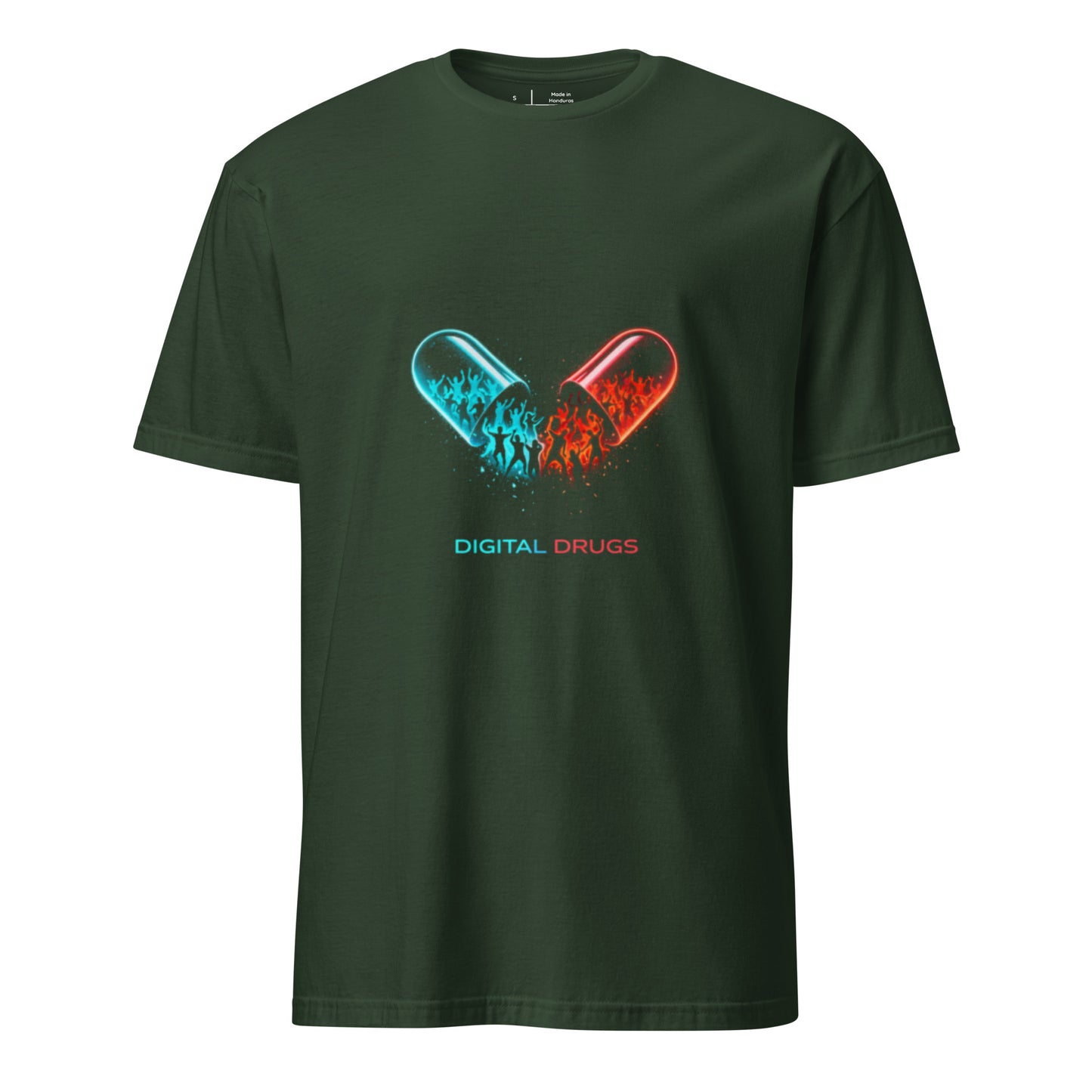 Digital Drugs – Rave Culture - Short-Sleeve Unisex T-Shirt - Graphic Tee - Forest Green - Front