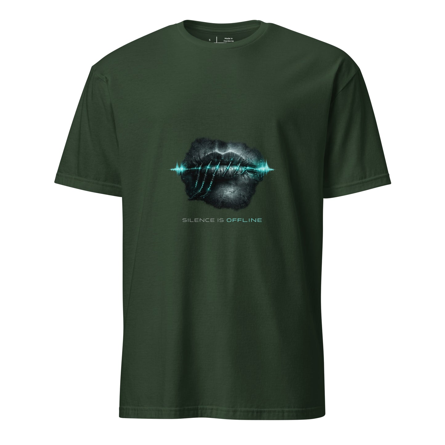 Silence Is Offline – Dark Cyber - Short-Sleeve Unisex T-Shirt - Graphic Tee - Forest Green - Front