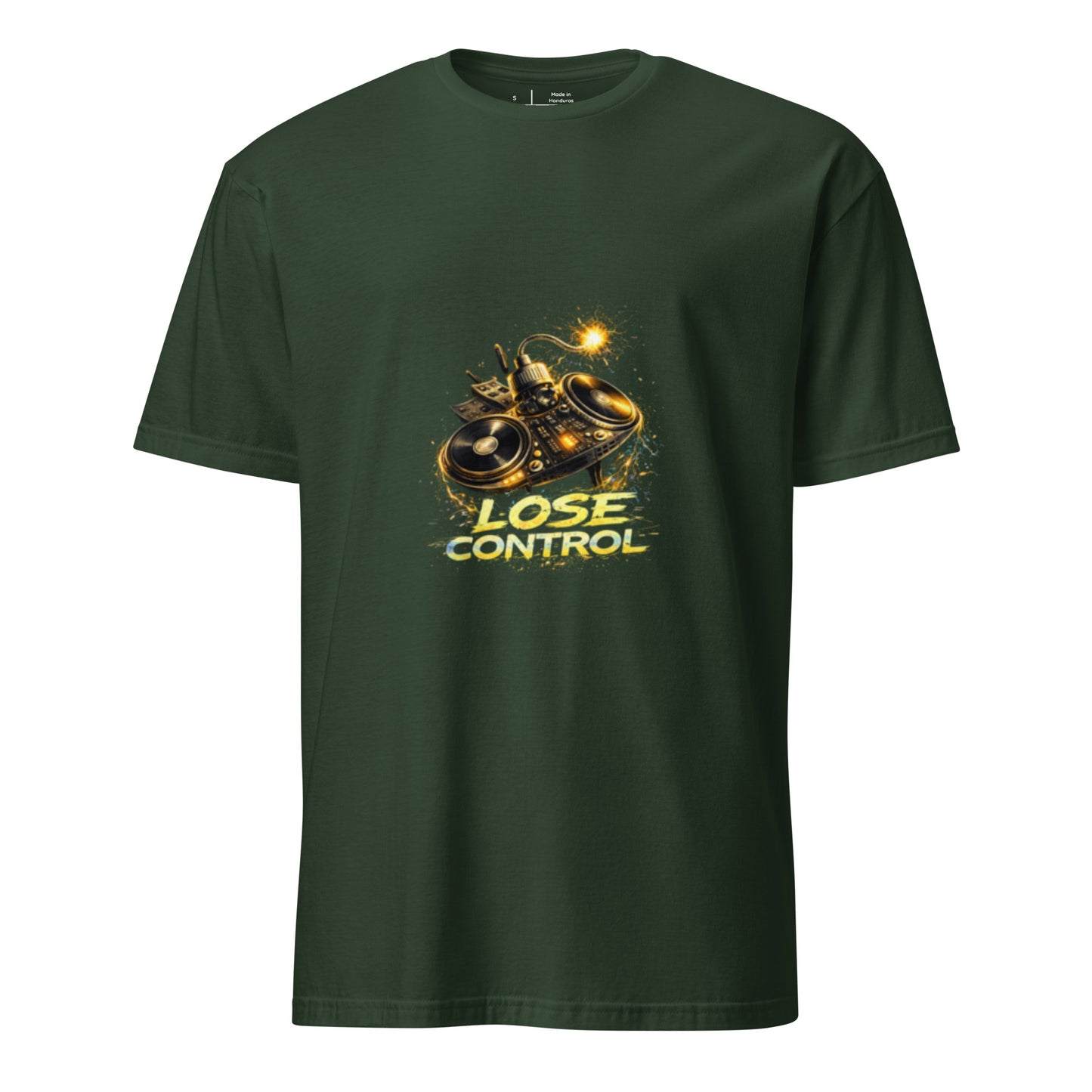 Lose Control – Neon DJ Festival - Short-Sleeve Unisex T-Shirt - Graphic Tee - Forest Green - Front