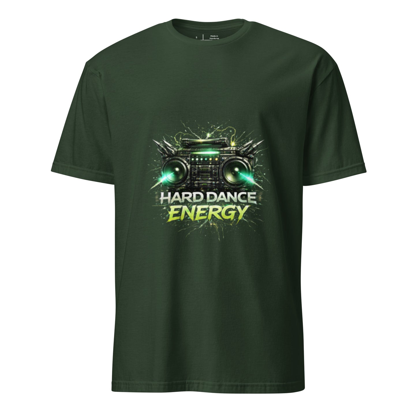 Hard Dance Energy – Festival Sound System - Short-Sleeve Unisex T-Shirt - Graphic Tee - Forest Green - Front