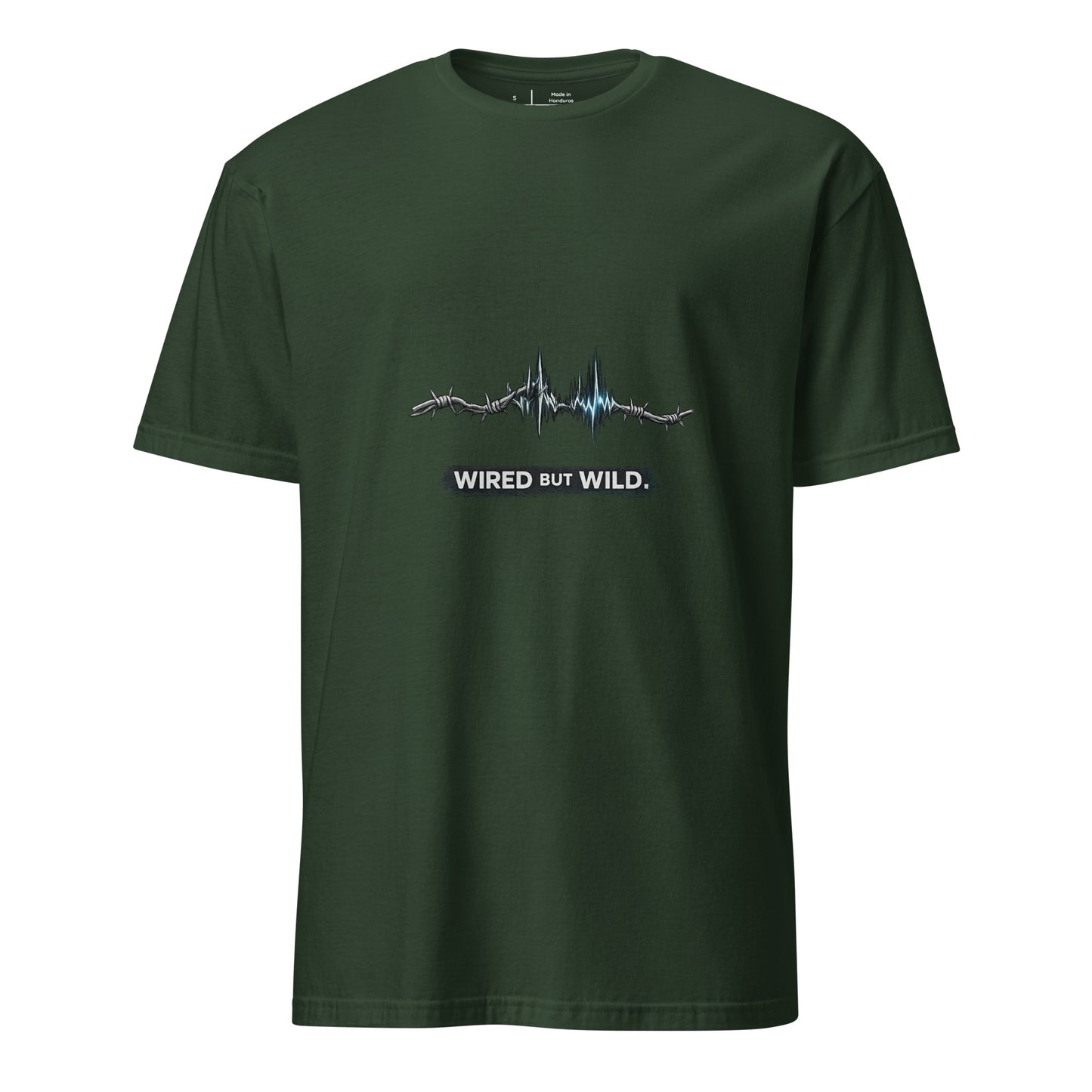 Wired But Wild – Urban Audio - Short-Sleeve Unisex T-Shirt - Graphic Tee - Forest Green - Front