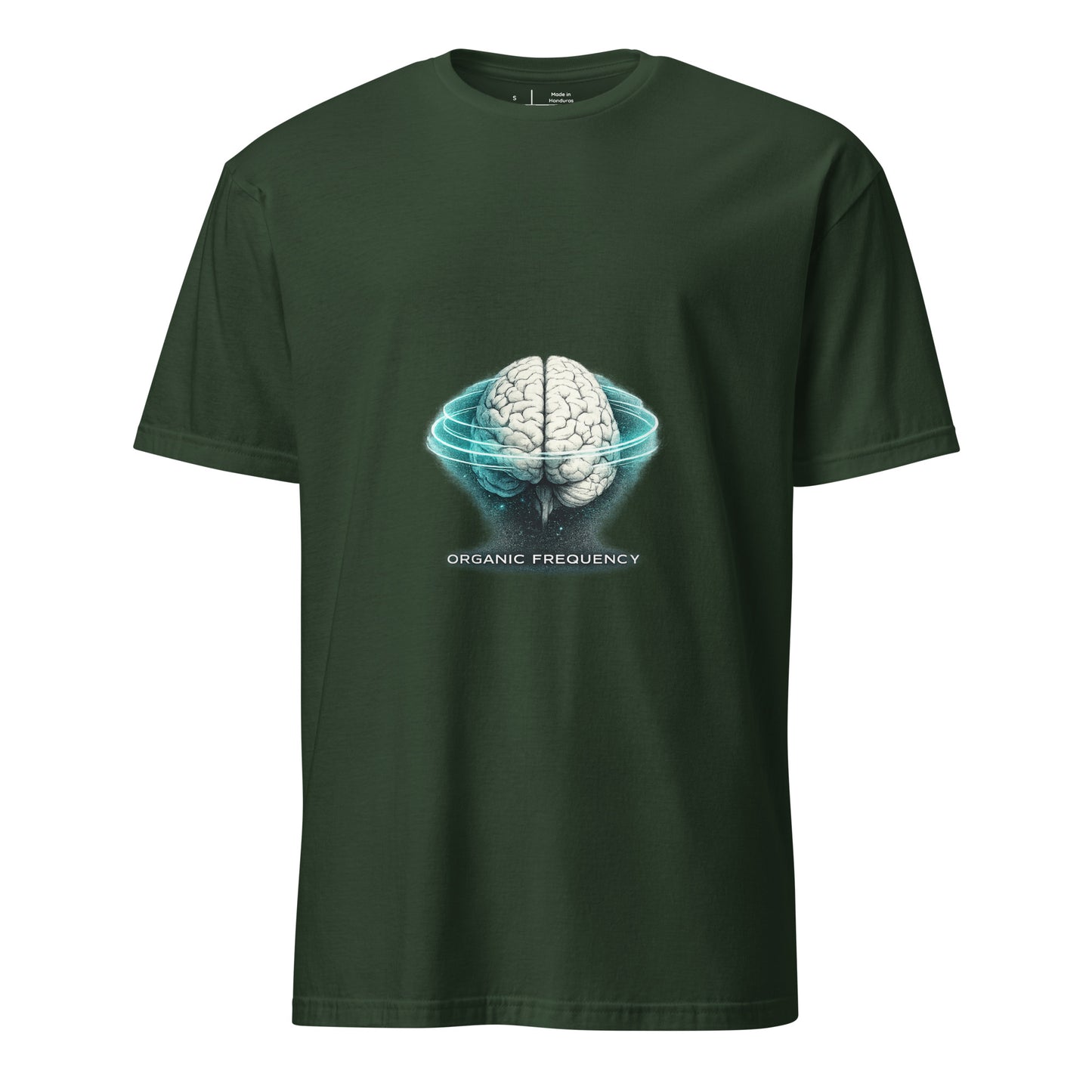 Organic Frequency – Human Signal - Short-Sleeve Unisex T-Shirt - Graphic Tee - Forest Green - Front