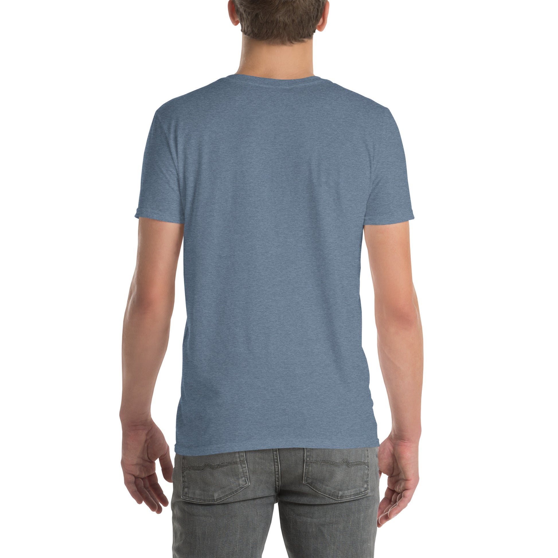 Never Trust An Atom - Science Joke - Short-Sleeve Unisex T-Shirt - Graphic Tee - Heather Indigo - Back
