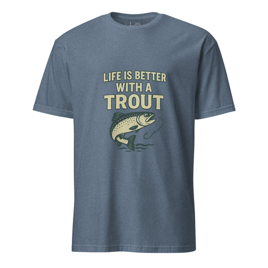 Life Is Better - Fishing Lover's - Short-Sleeve Unisex T-Shirt - Graphic Tee - Heather Indigo - Front