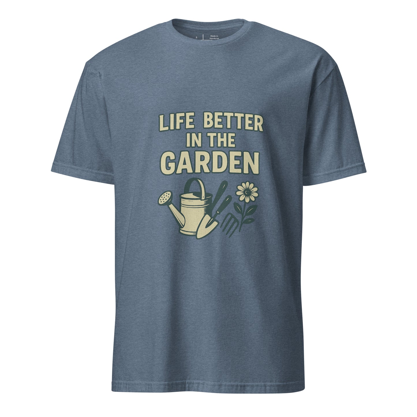 Better In The Garden - Nature Lover - Short-Sleeve Unisex T-Shirt - Graphic Tee - Heather Indigo - Front