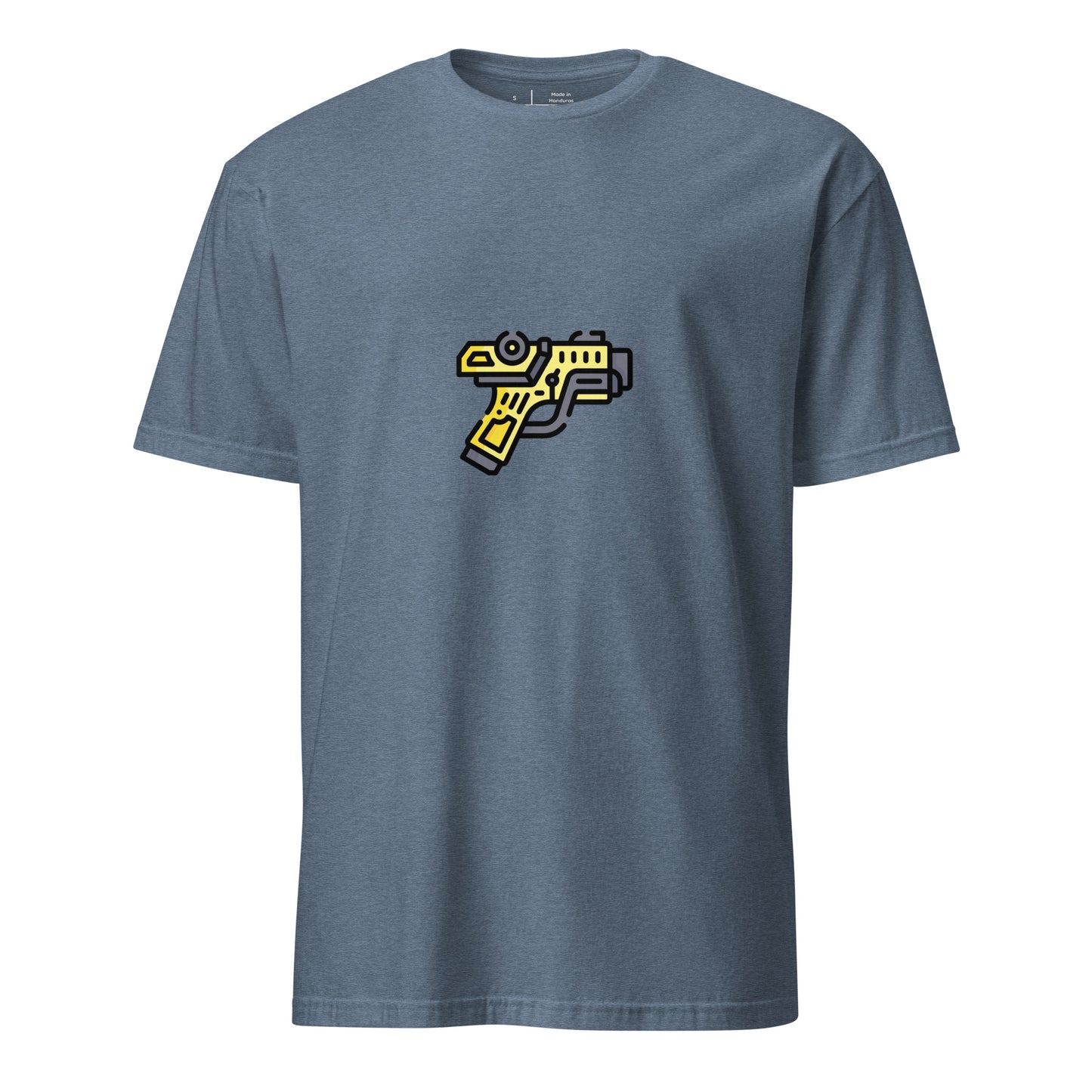 Cyber Gun - Sci-Fi Cartoon Design - Short-Sleeve Unisex T-Shirt - Graphic Tee - Heather Indigo - Front