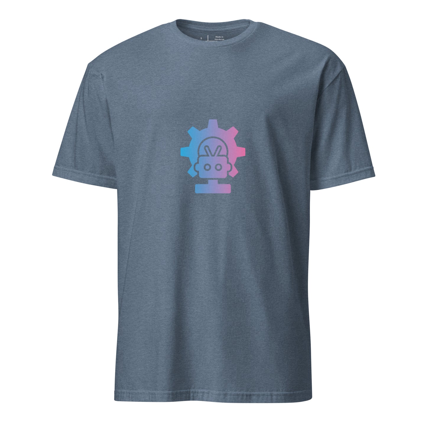 Robo Cog - Pink And Blue Robot - Short-Sleeve Unisex T-Shirt - Graphic Tee - Heather Indigo - Front