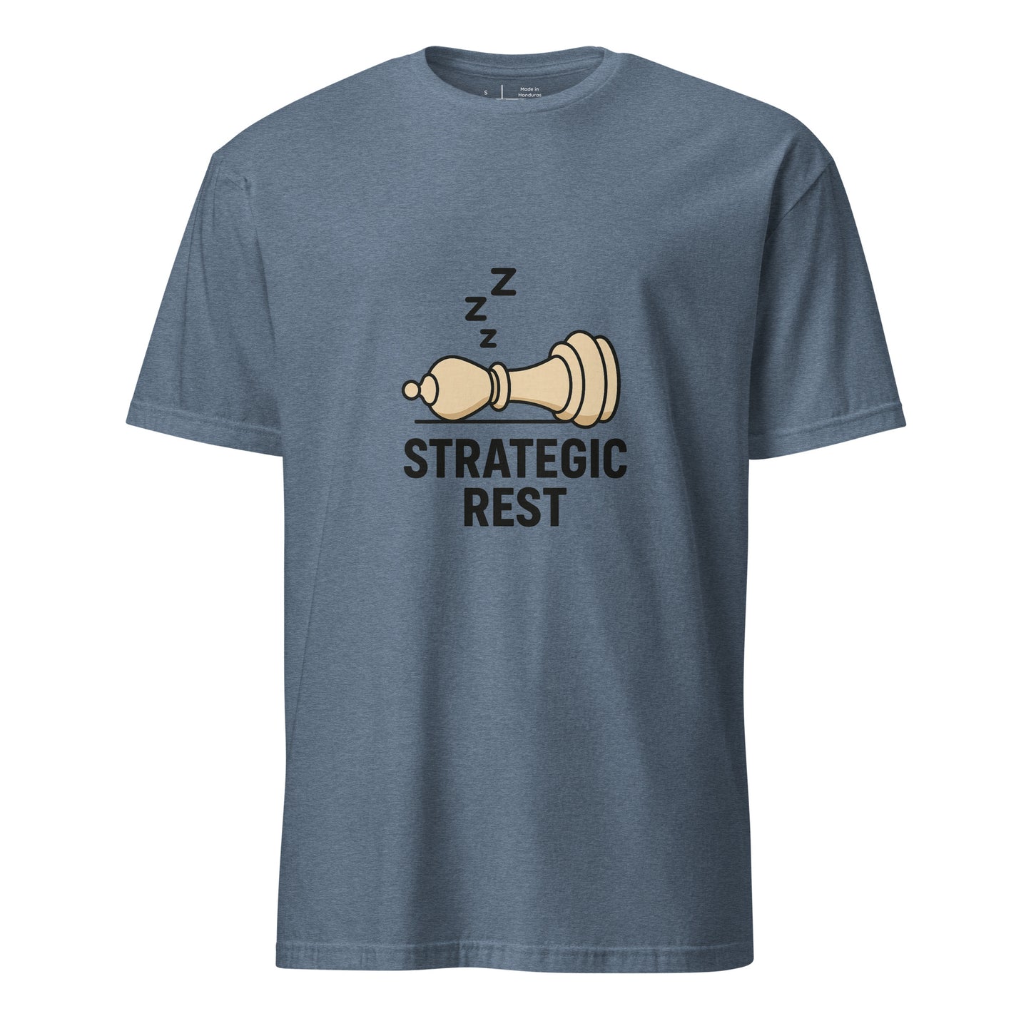 Strategic Rest – The Smart Way To Recharge - Short-Sleeve Unisex T-Shirt - Graphic Tee - Heather Indigo - Front