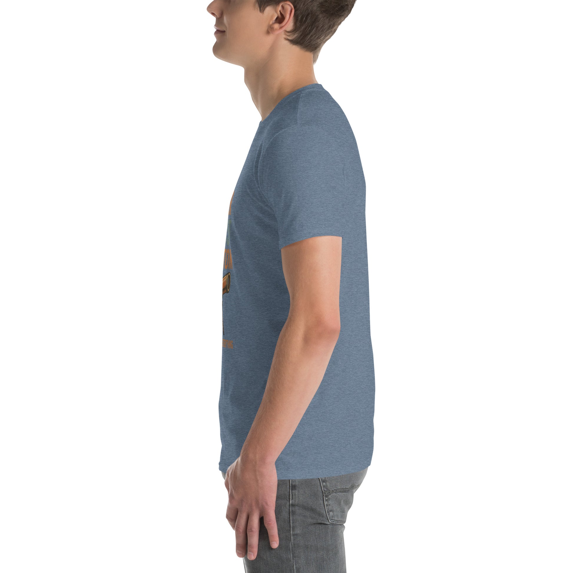 Never Trust An Atom - Science Joke - Short-Sleeve Unisex T-Shirt - Graphic Tee - Heather Indigo - Left side