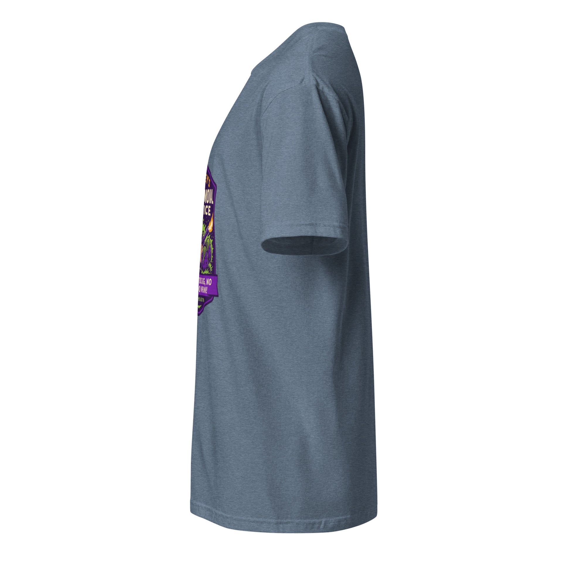 Ripley’s Bug Removal Service – Xenomorph Exterminator - Short-Sleeve Unisex T-Shirt - Graphic Tee - Heather Indigo- Left side