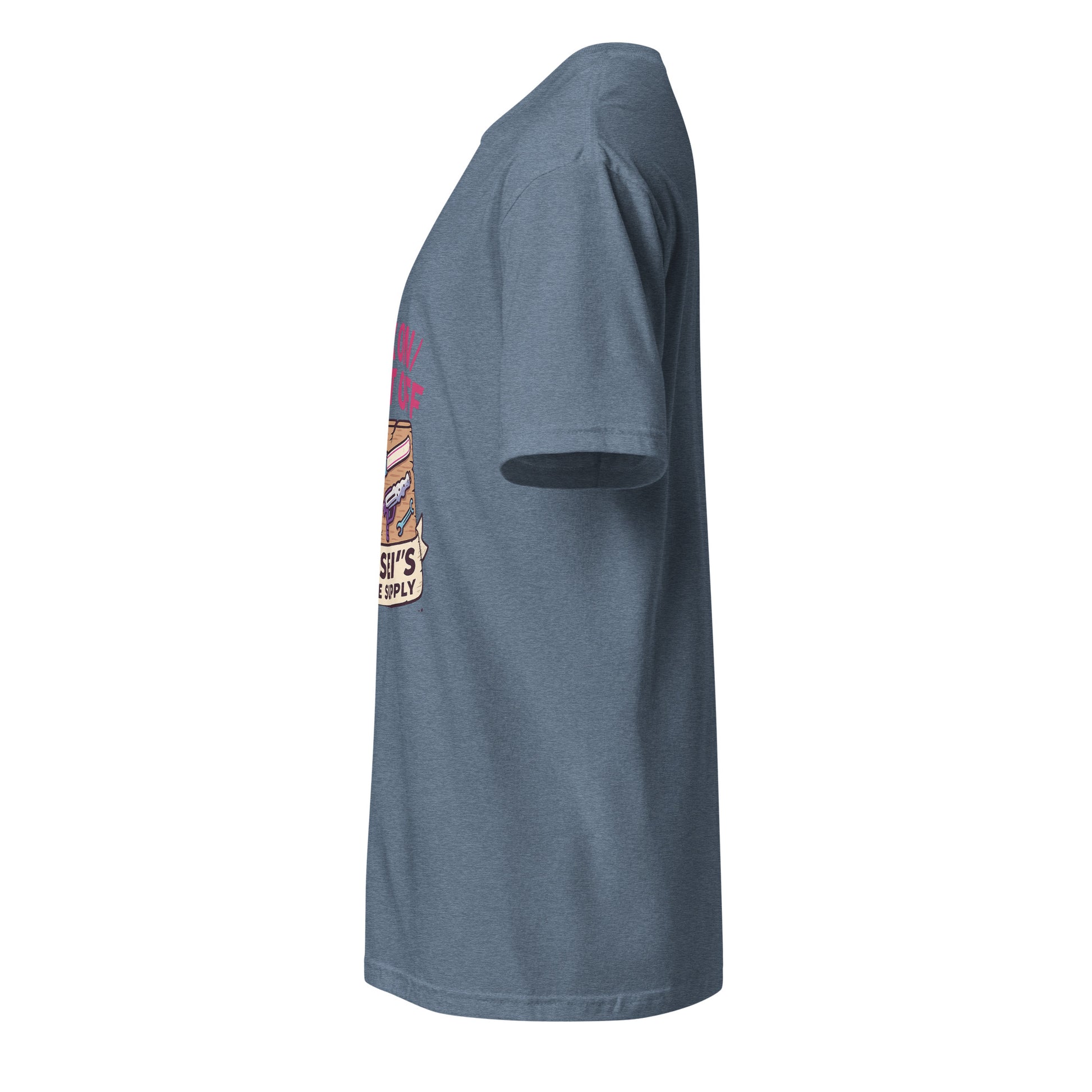 Wax On/Blast Off – Retro Karate Space - Short-Sleeve Unisex T-Shirt - Graphic Tee - Heather Indigo - Left side
