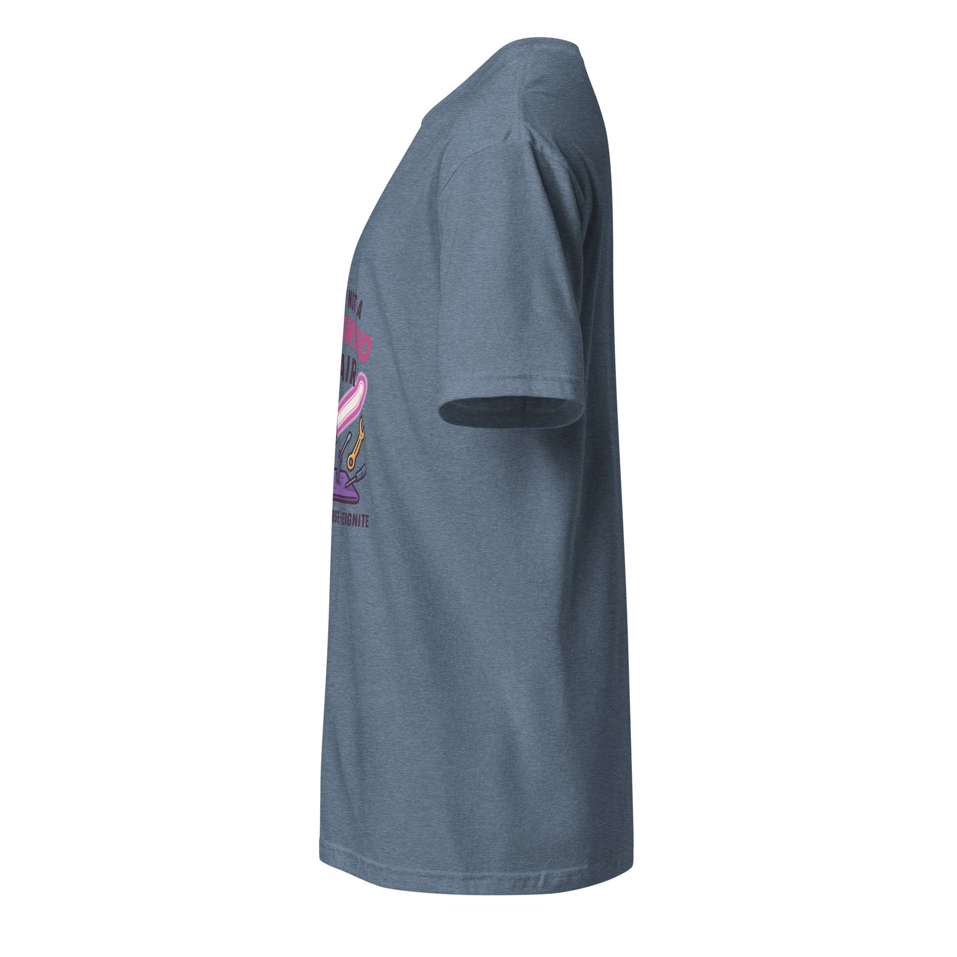 Totally Not A Laser Sword Repair – Galactic Fixes, Off The Books - Short-Sleeve Unisex T-Shirt - Graphic Tee -
Heather Indigo - Left side