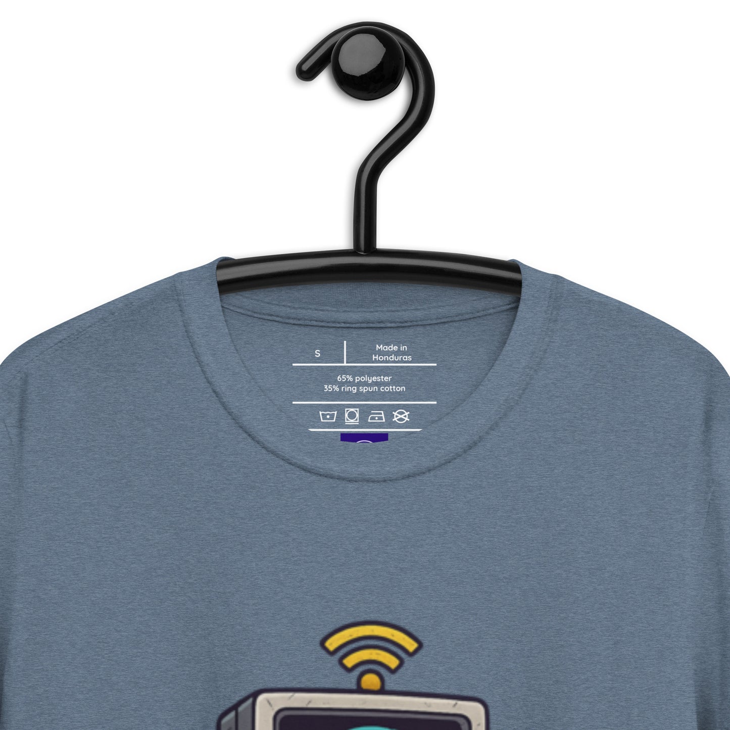 Digital Destroyer - Skeleton Bandwidth Battle - Short-Sleeve Unisex T-Shirt - Graphic Tee - Heather Indigo - Front Neckline