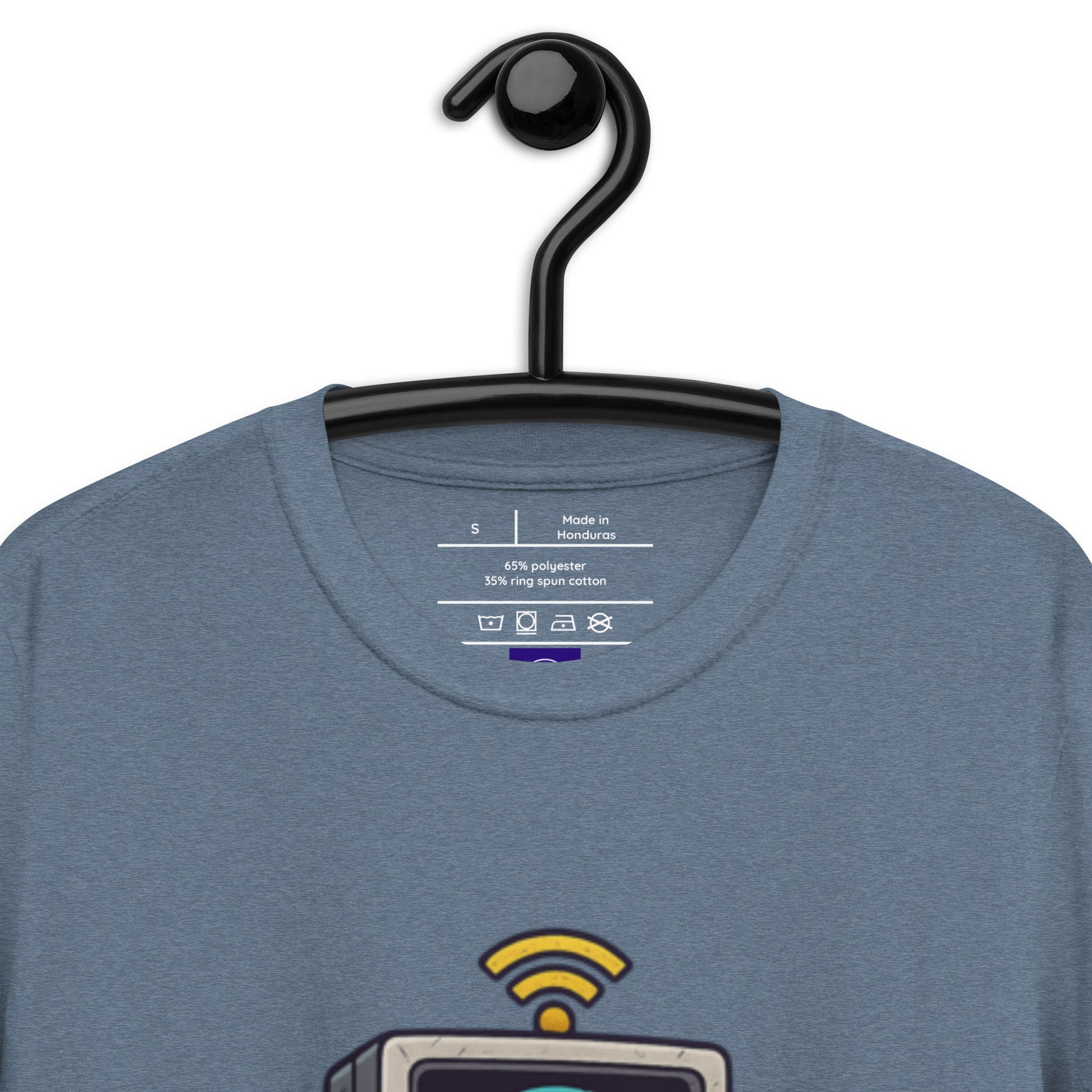 Digital Destroyer - Skeleton Bandwidth Battle - Short-Sleeve Unisex T-Shirt - Graphic Tee - Heather Indigo - Front Neckline