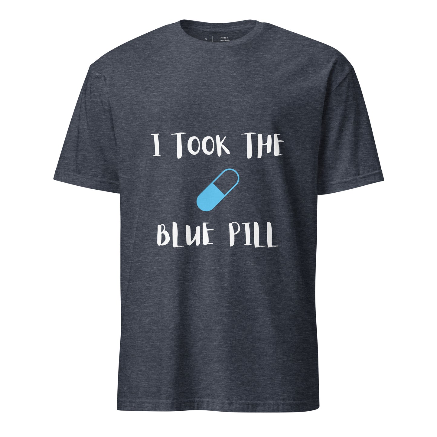 The Blue Pill - Sci-Fi Tribute - Short-Sleeve Unisex T-Shirt - Graphic Tee - Heather Navy - Front