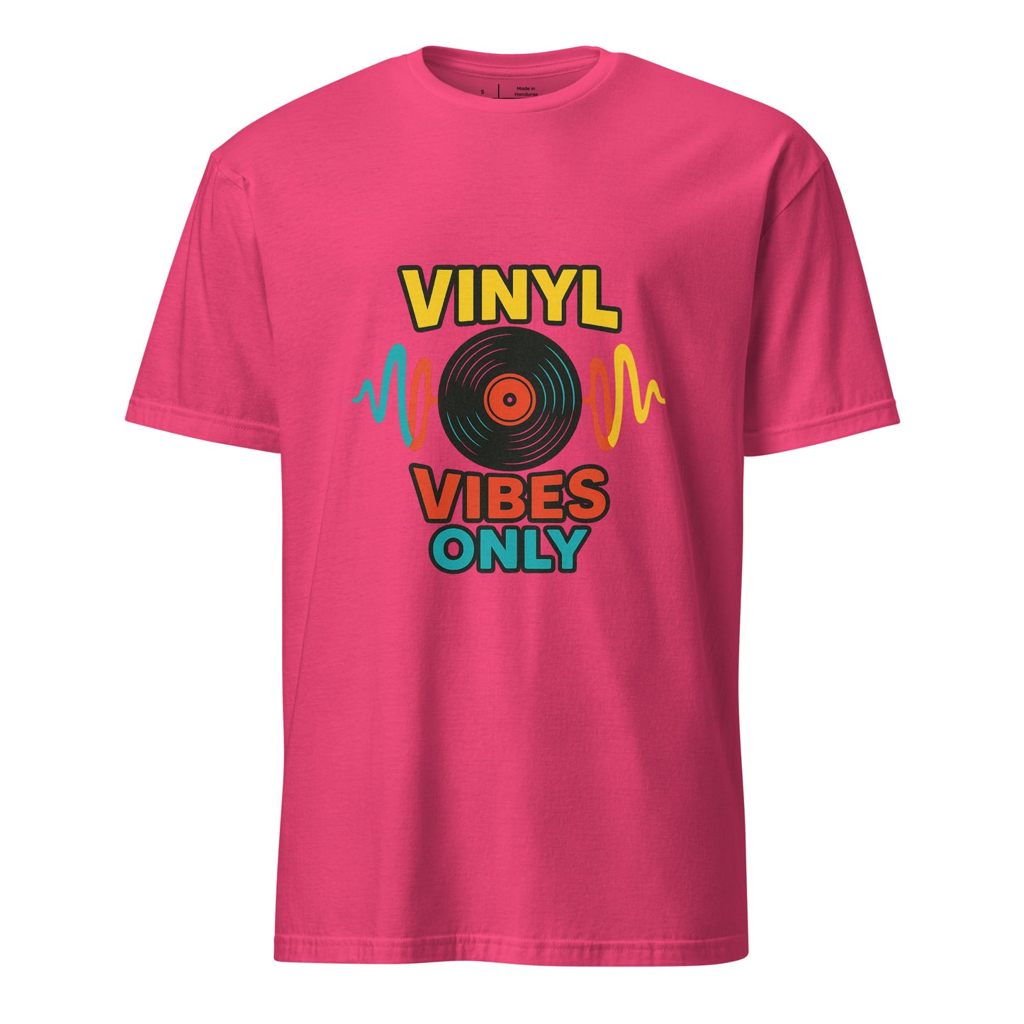 Vinyl Vibes Only - Retro Music Lover - Short-Sleeve Unisex T-Shirt - Graphic Tee - Heliconia - Front