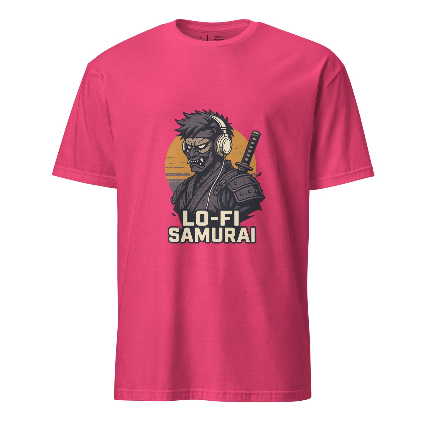 Lo-Fi Samurai - Modern-Day Ronin - Short-Sleeve Unisex T-Shirt - Graphic Tee - Heliconia - Front